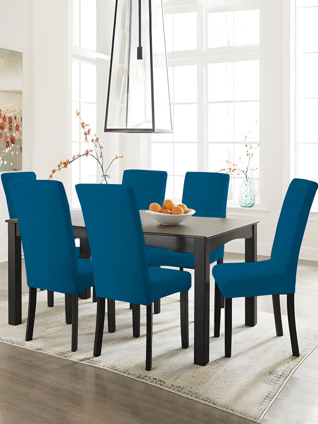 

DECOR VATIKA Blue 6 Pieces Stretchable Chair Covers