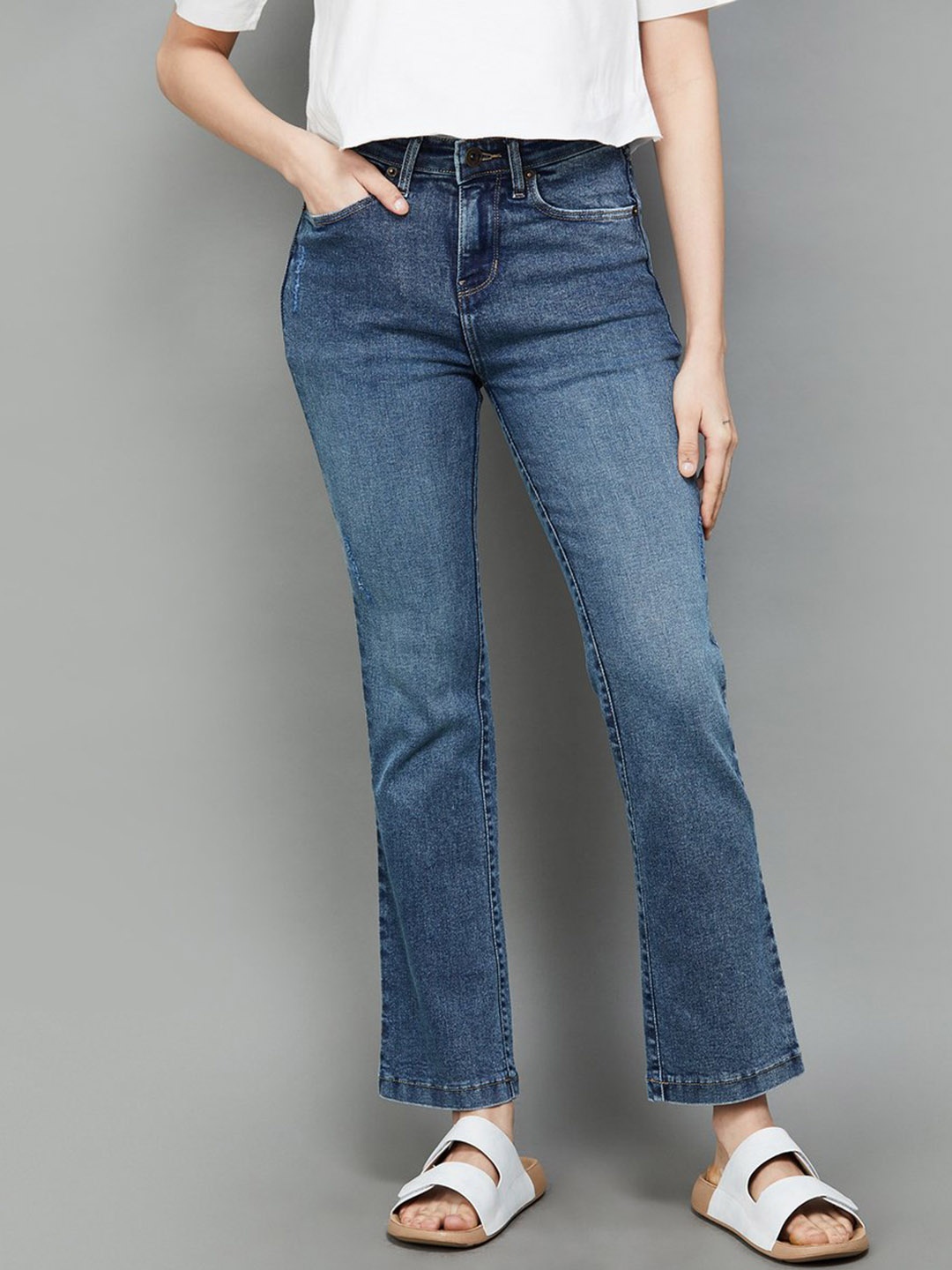 

Xpose Women Comfort Bootcut High-Rise Light Fade Stretchable Jeans, Blue