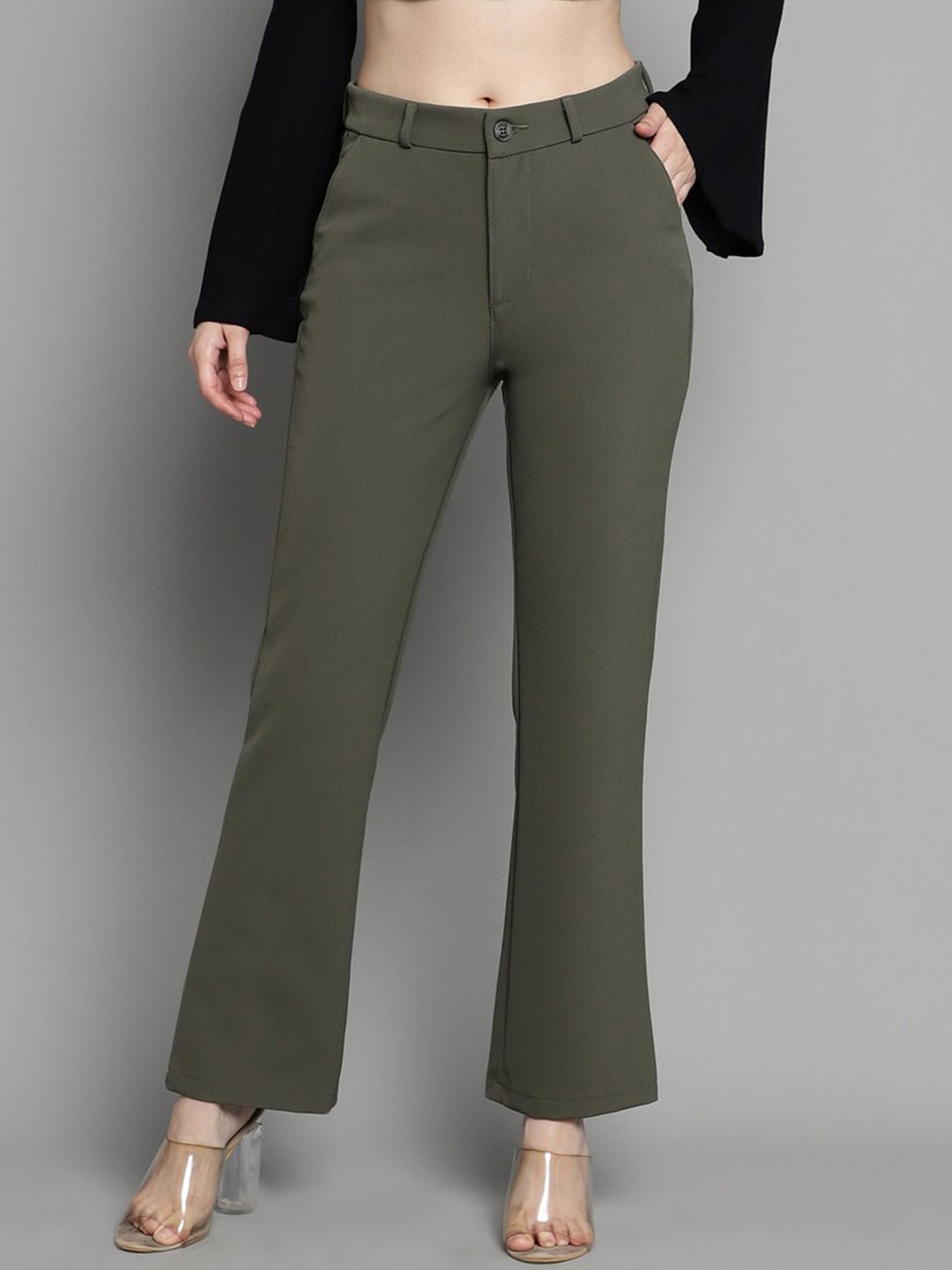 

Xpose Women Comfort High-Rise Bootcut Trouser, Olive