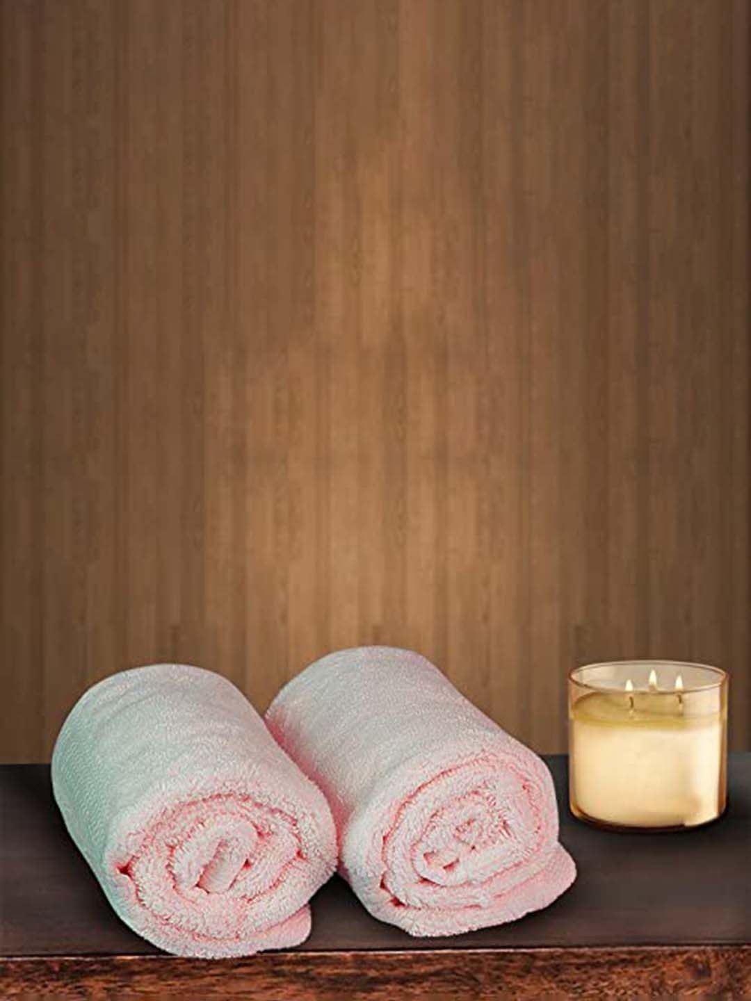 

BOMBAY DYEING Peach Coloured 2 Pieces Pure Cotton 650 GSM Hand Towels