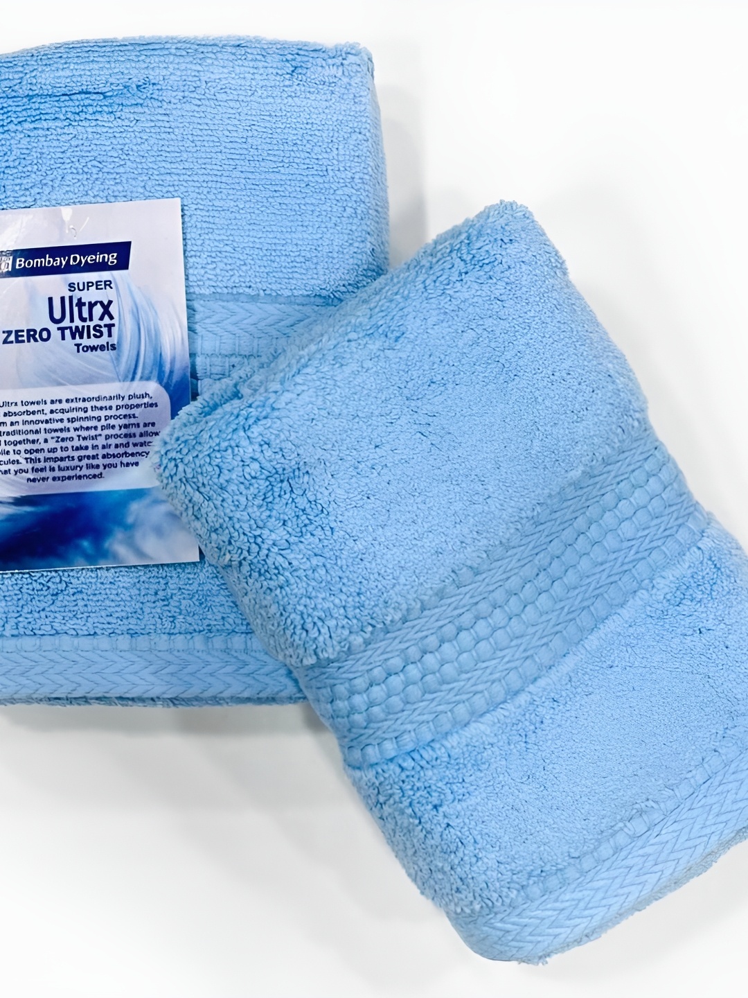 

BOMBAY DYEING Blue 2 Pieces Pure Cotton 650 GSM Hand Towels