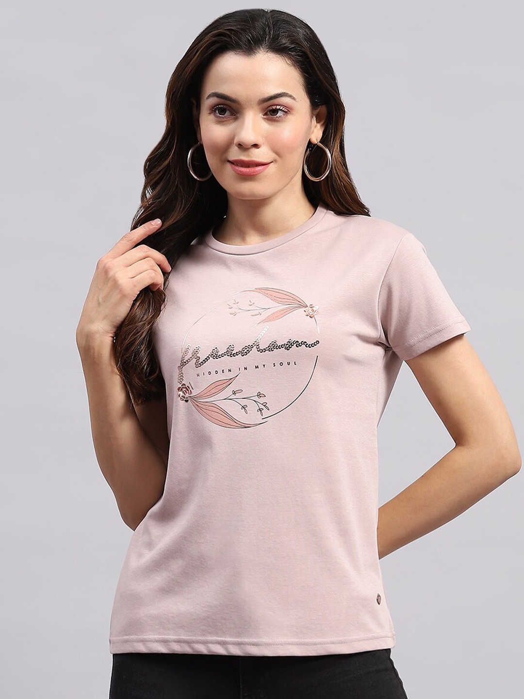 

Monte Carlo Typography Printed Round Neck Short Sleeves T-Shirt, Pink