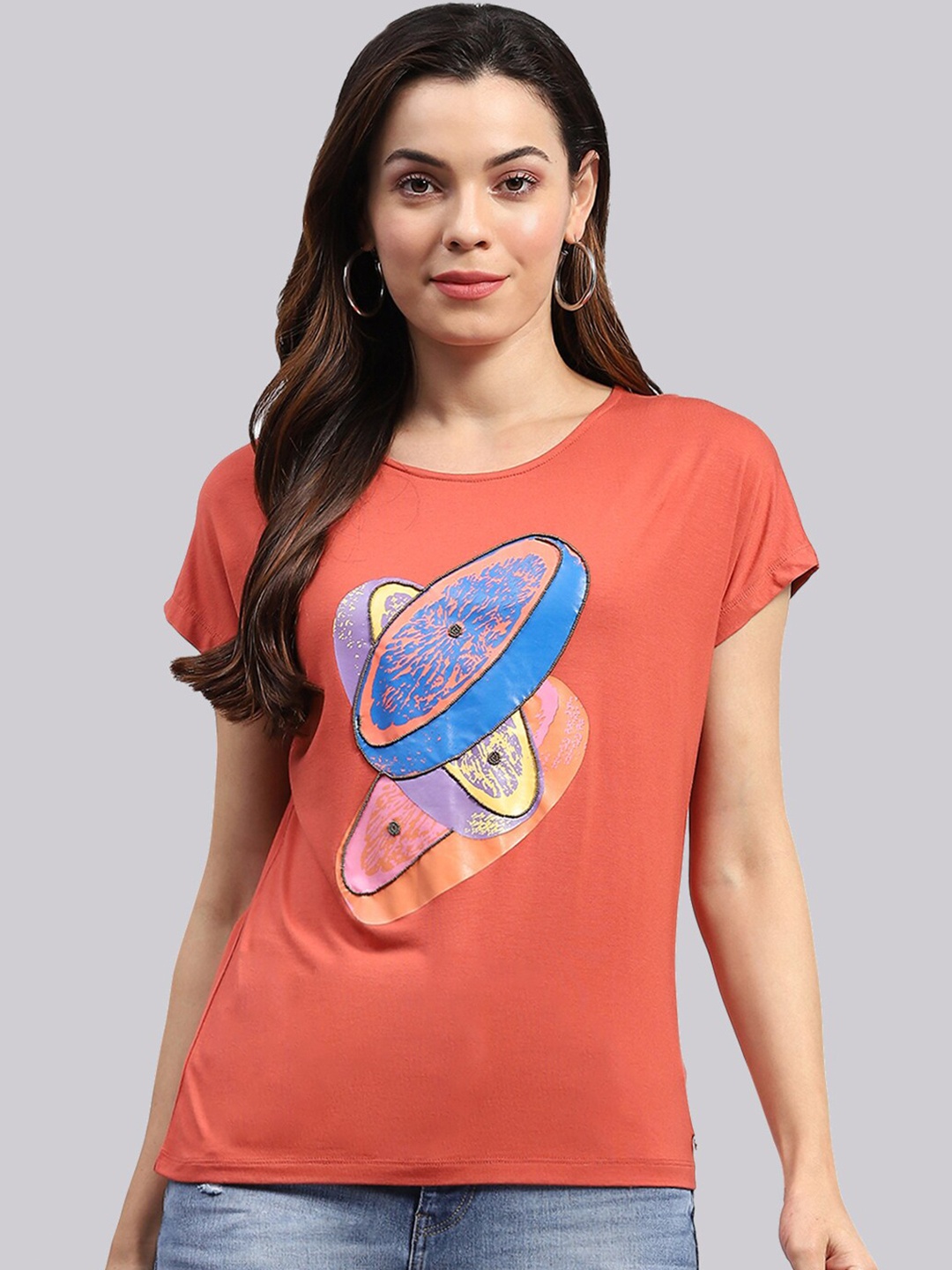 

Monte Carlo Graphic Printed Top, Orange