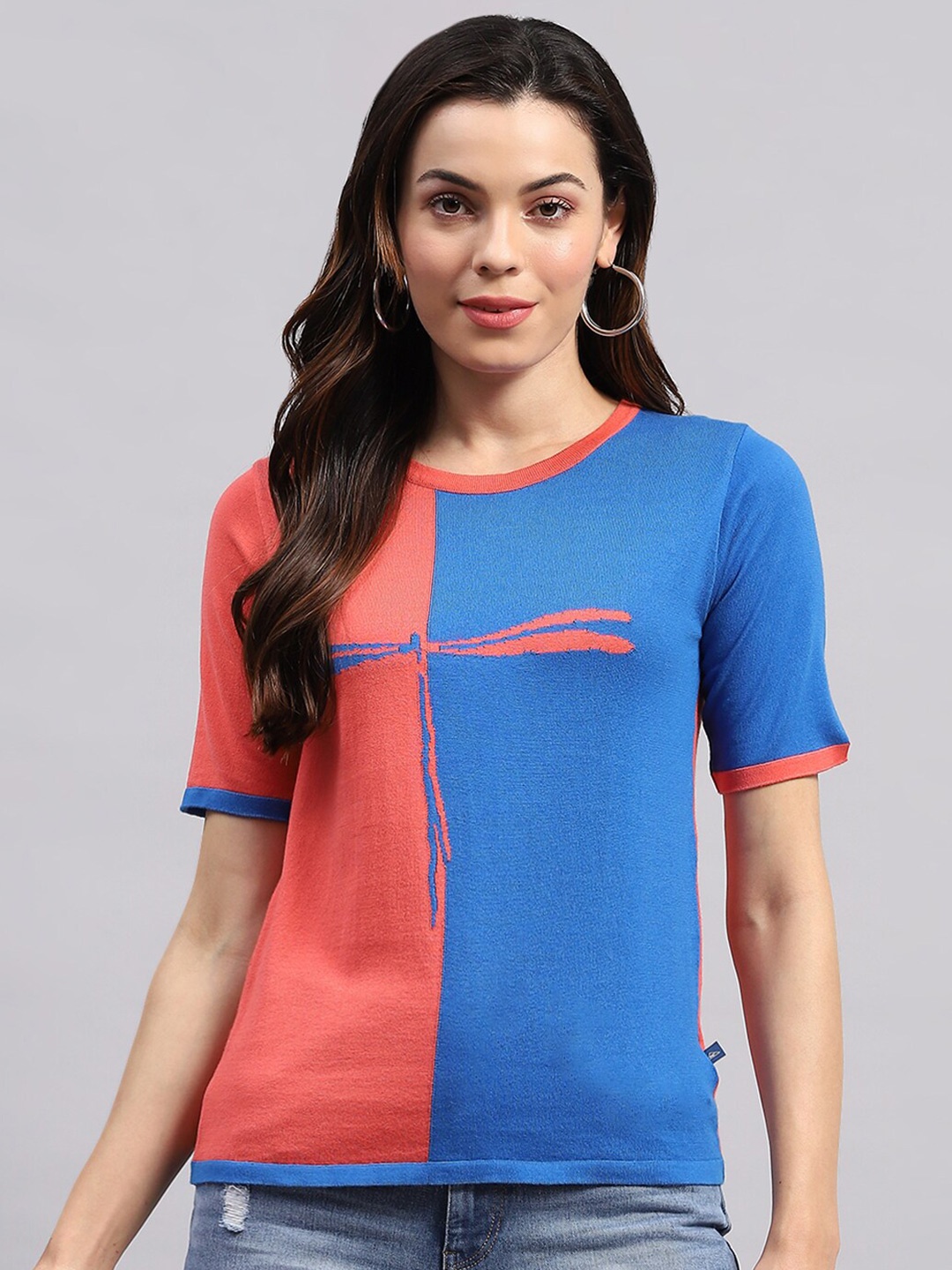 

Monte Carlo Women Colourblocked T-shirt, Blue