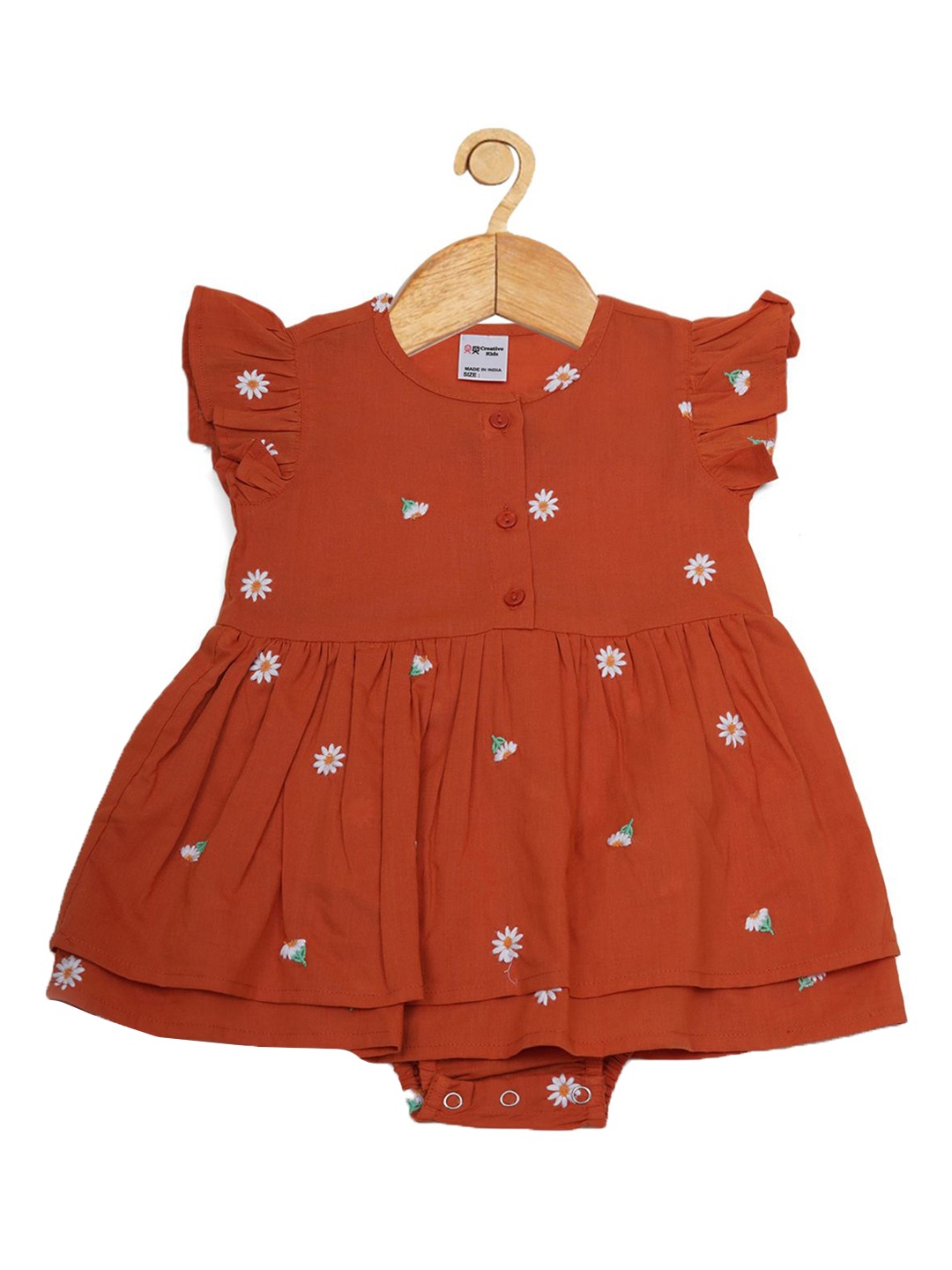 

Creative Kids Infant Girls Embroidered Cotton Bodysuit, Red