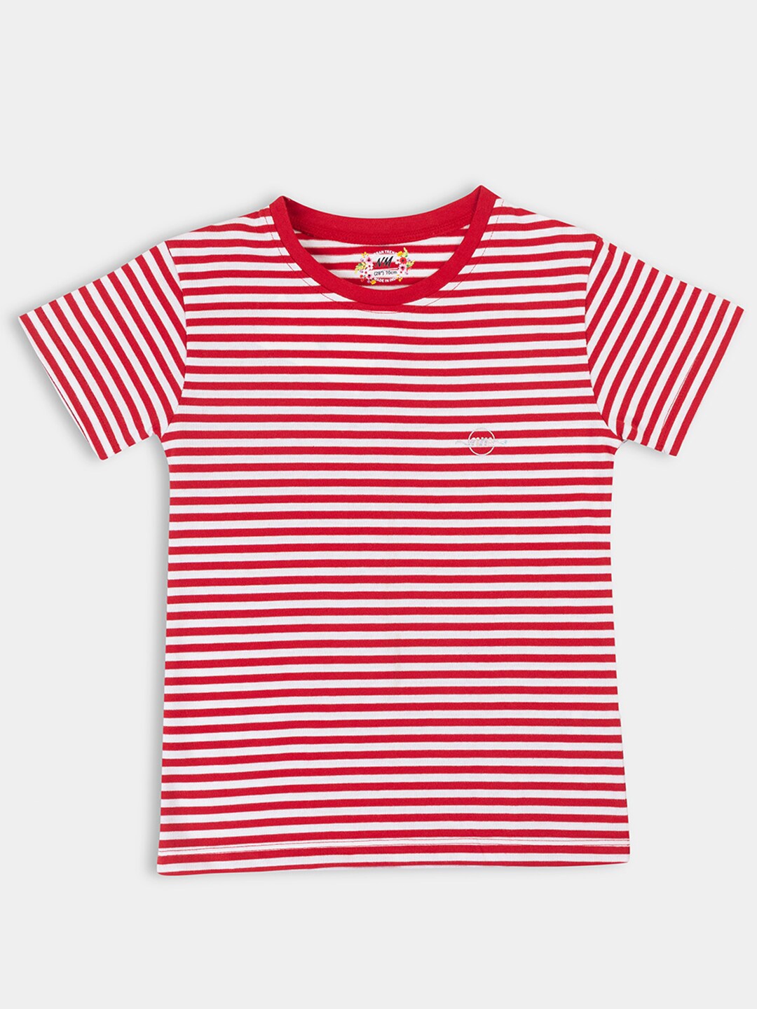 

PAMPOLINA Girls Striped Round Neck Short Sleeves Top, Red