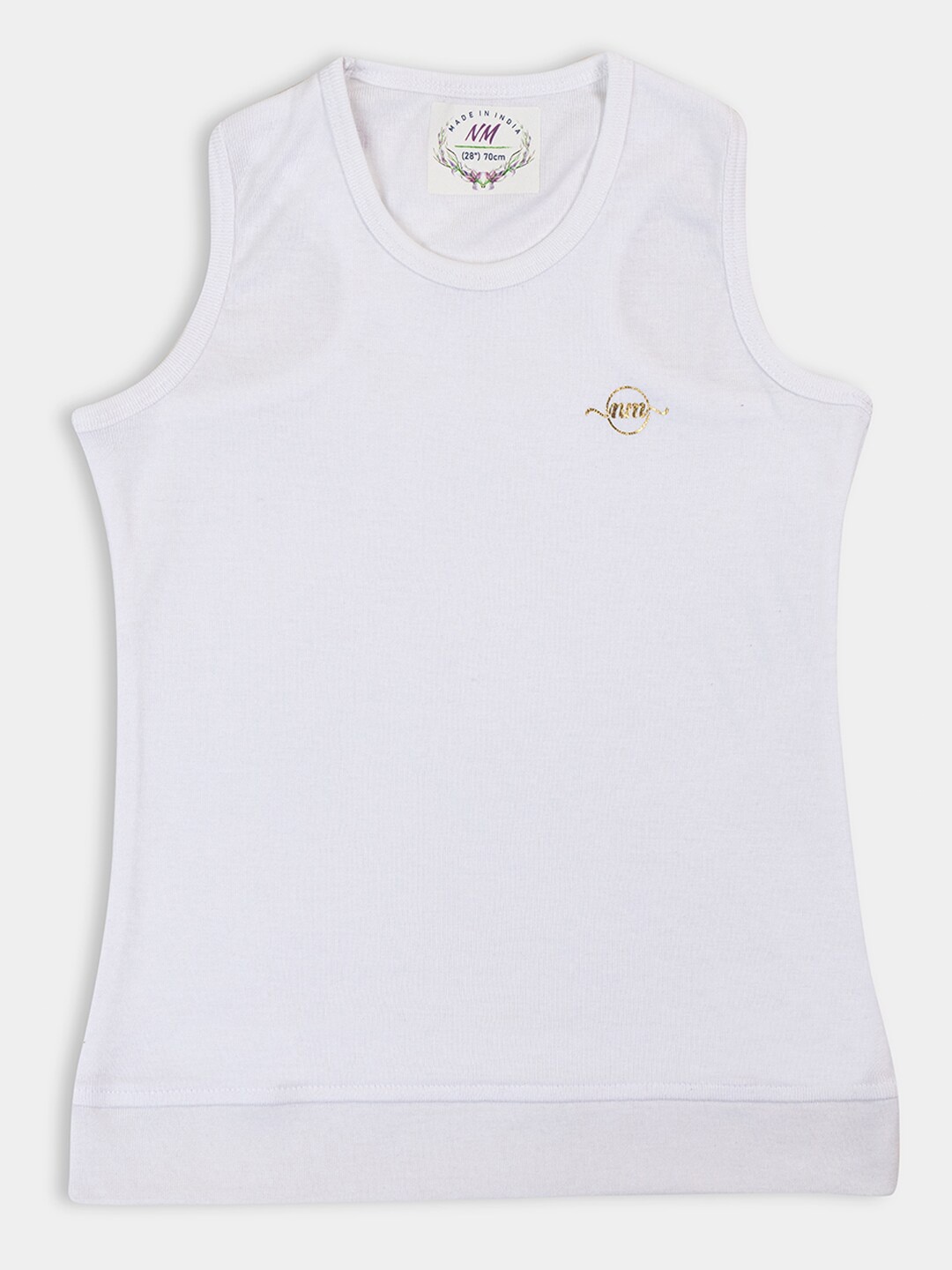 

PAMPOLINA Girl Self Design Round Neck Tank Top, White