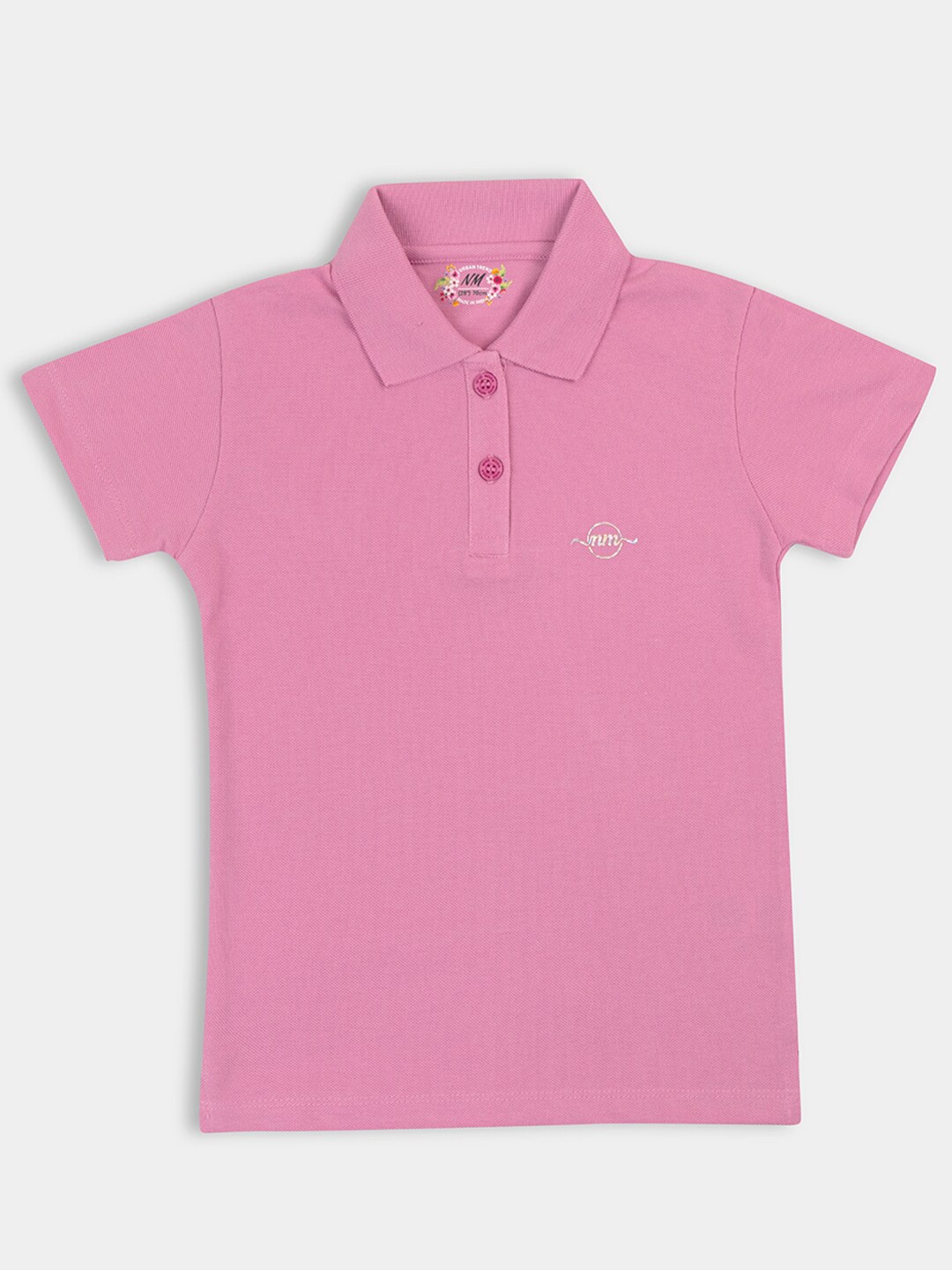 

PAMPOLINA Kids Polo Collar Short Sleeves Knitted Cotton Tshirt, Pink