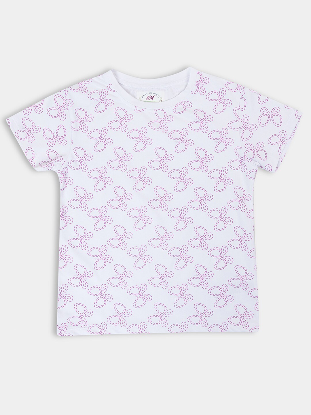 

PAMPOLINA Girls Floral Printed Round Neck T-shirt, White