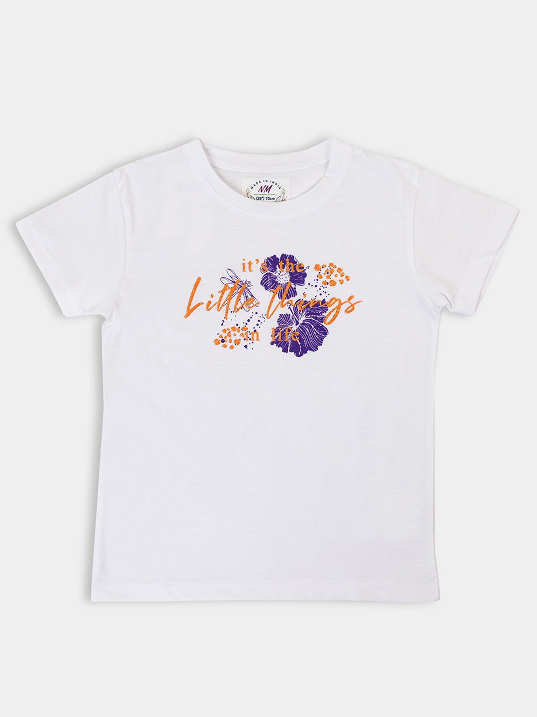 

PAMPOLINA Girls Typography Printed Round Neck T-shirt, White