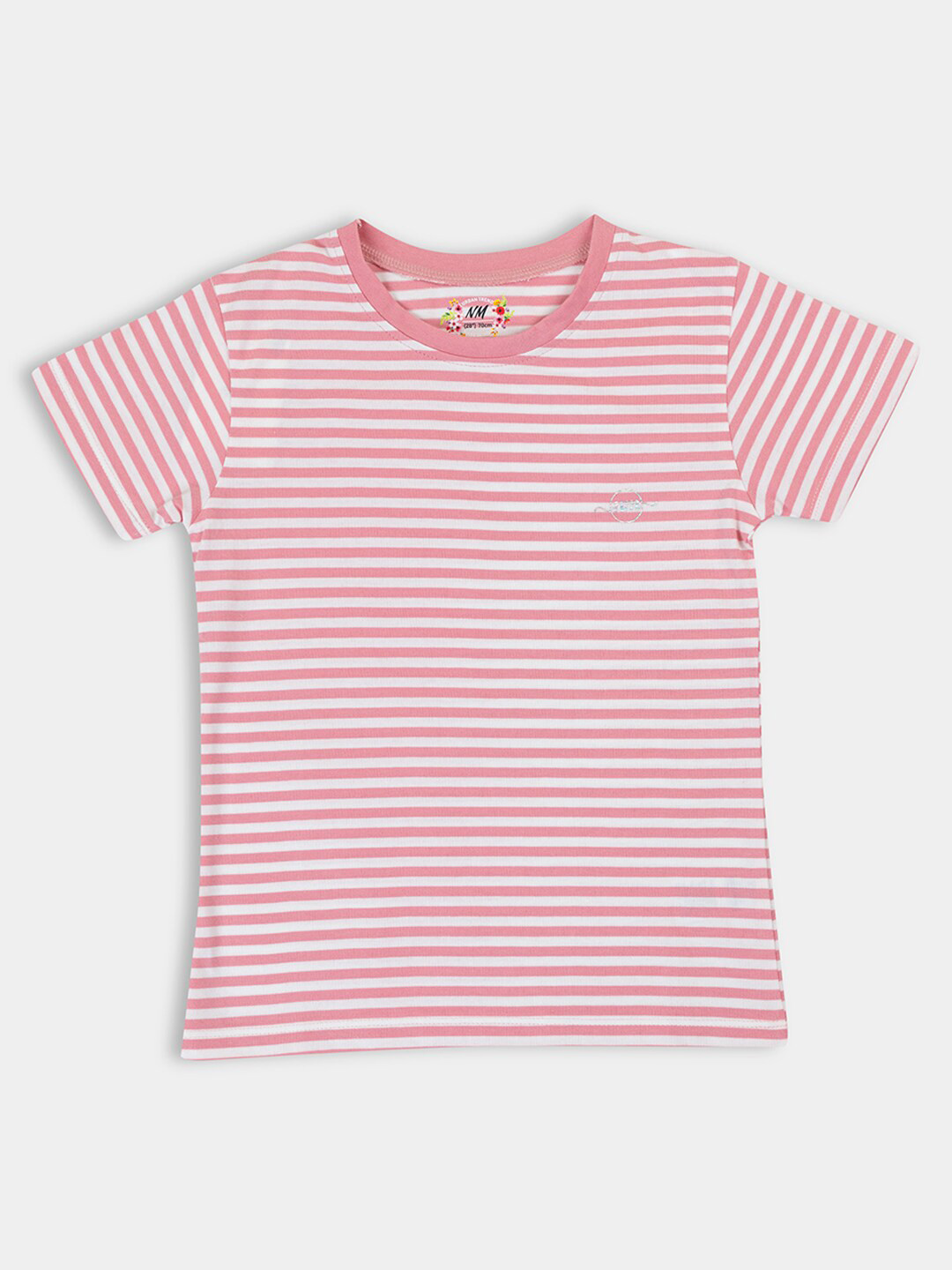 

PAMPOLINA Kids Striped Short Sleeves Knitted Cotton Tshirt, Pink