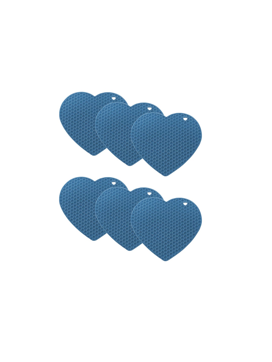 

P-Plus International Blue 6 Pieces Textured Heat Resistant Heart shaped Trivets