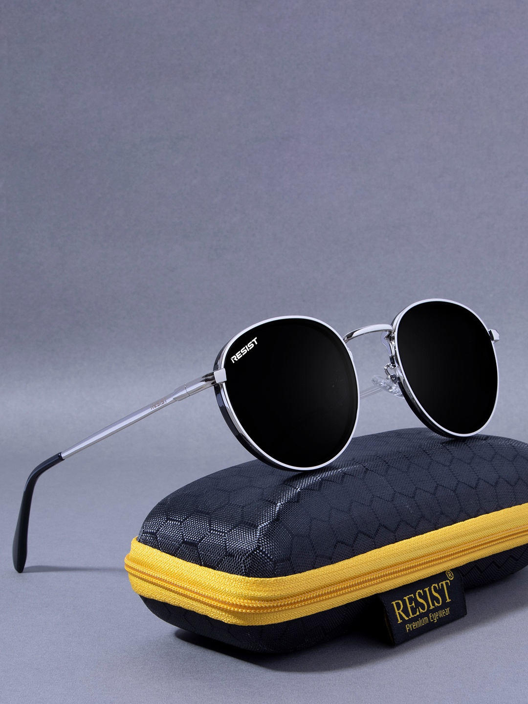 

RESIST EYEWEAR Unisex Round Sunglasses with UV Protected Lens-SHINE SF BLACK2, Black