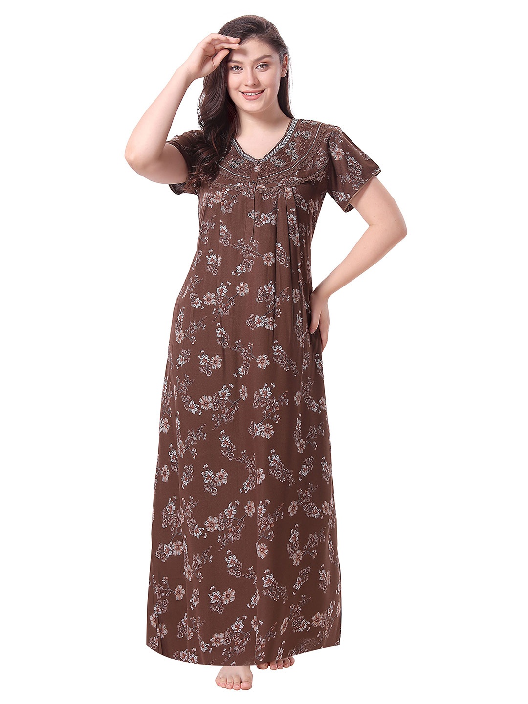 

Soulemo Foral Printed Maxi Nightdress, Brown