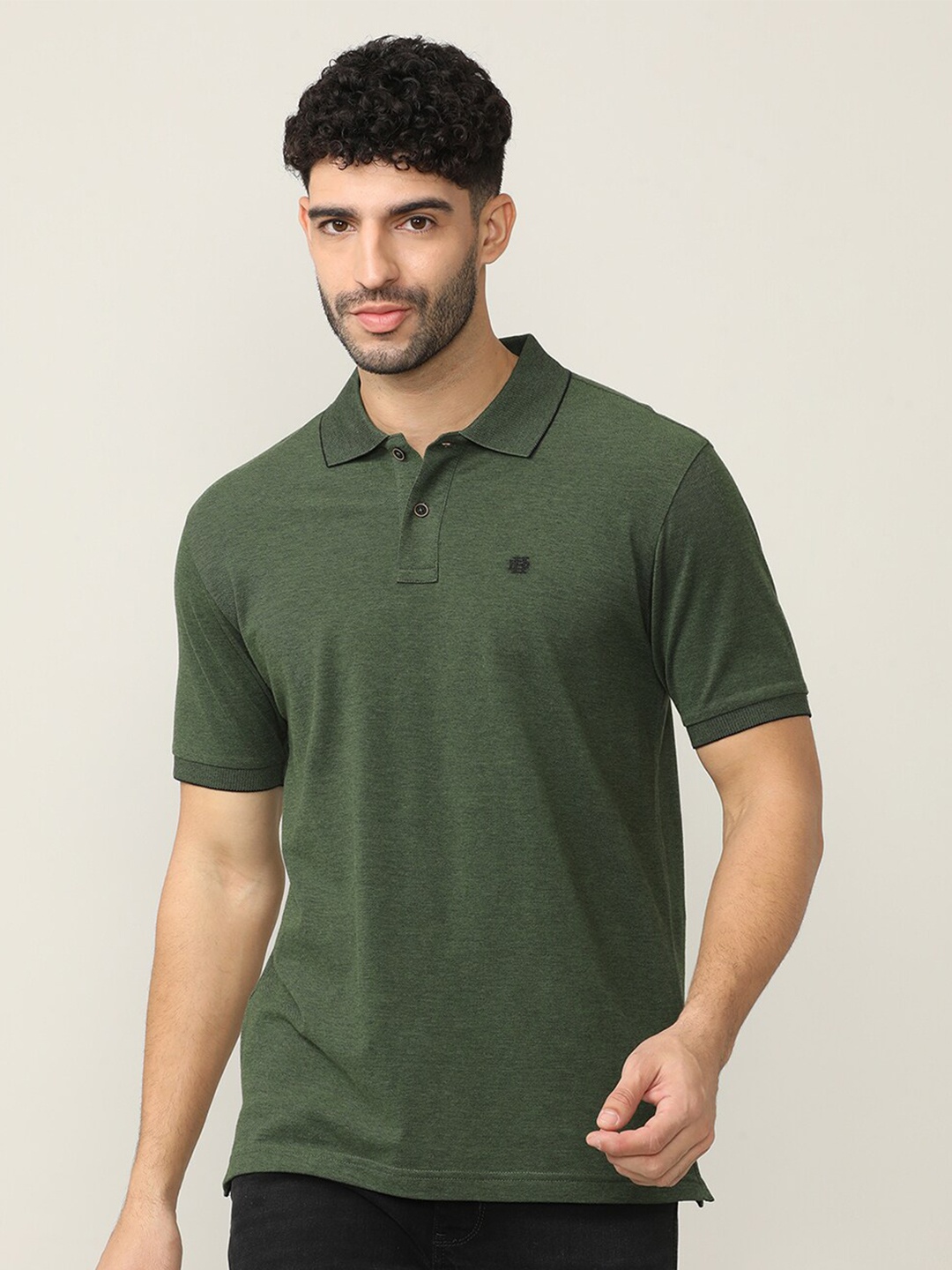 

DRAGON HILL Polo Collar Short Sleeves Slim Fit Cotton T-shirt, Olive