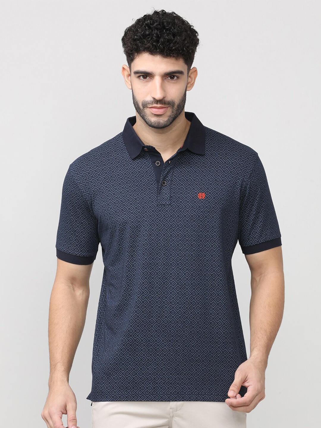 

DRAGON HILL Polo Collar Cotton Slim Fit T-shirt, Navy blue