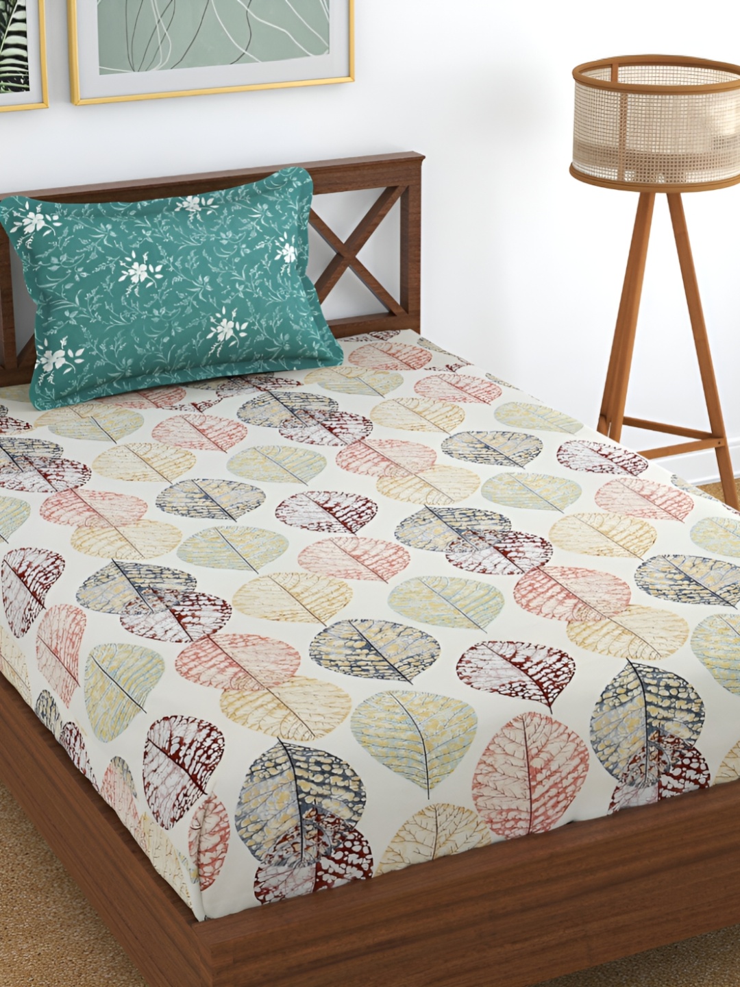 

UrbanArts Green & Purple Floral 400 TC Single Superfine Bedsheet With 1 Pillow Cover