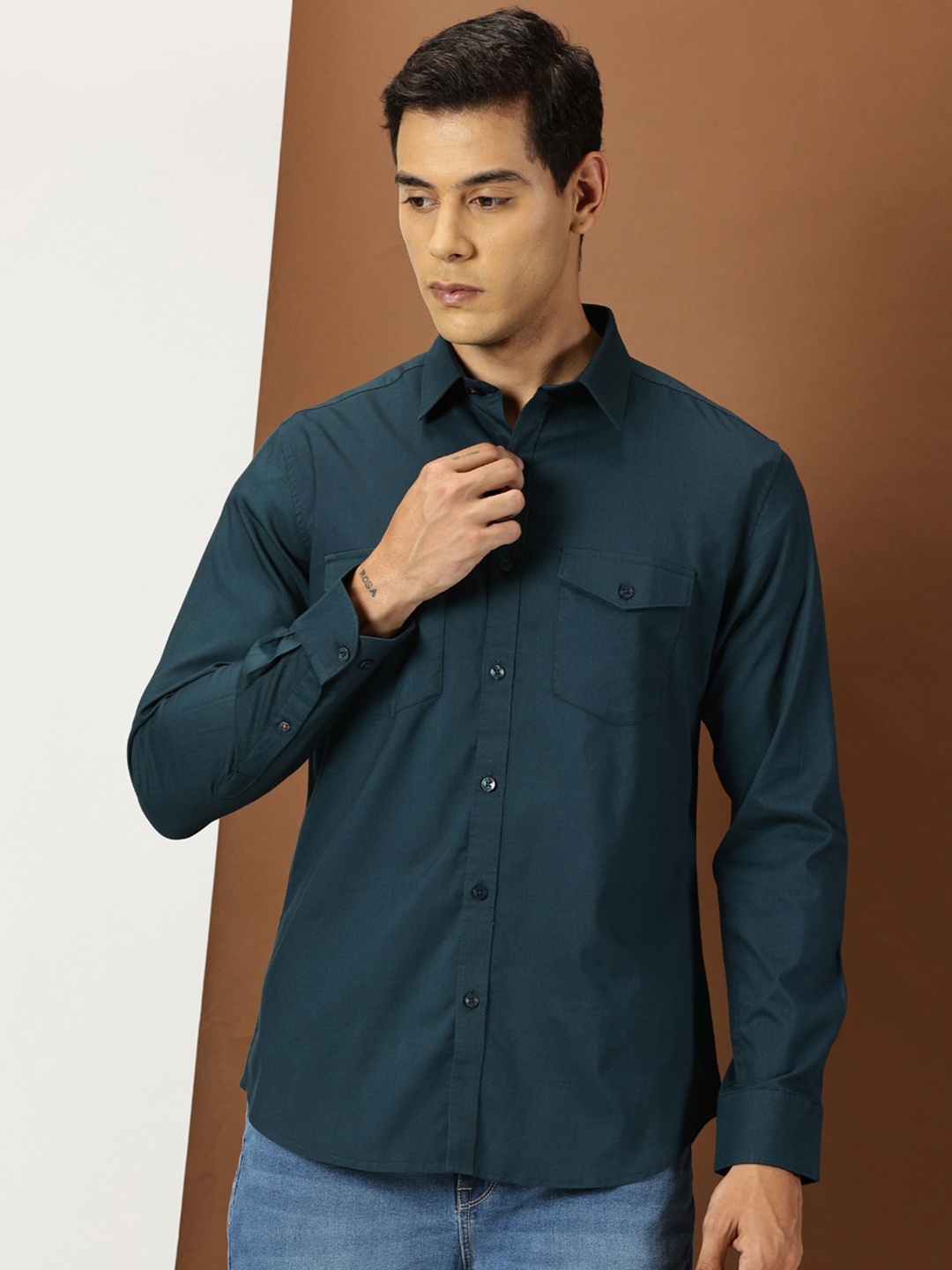 

INVICTUS Original Slim Fit Spread Collar Shirt, Teal