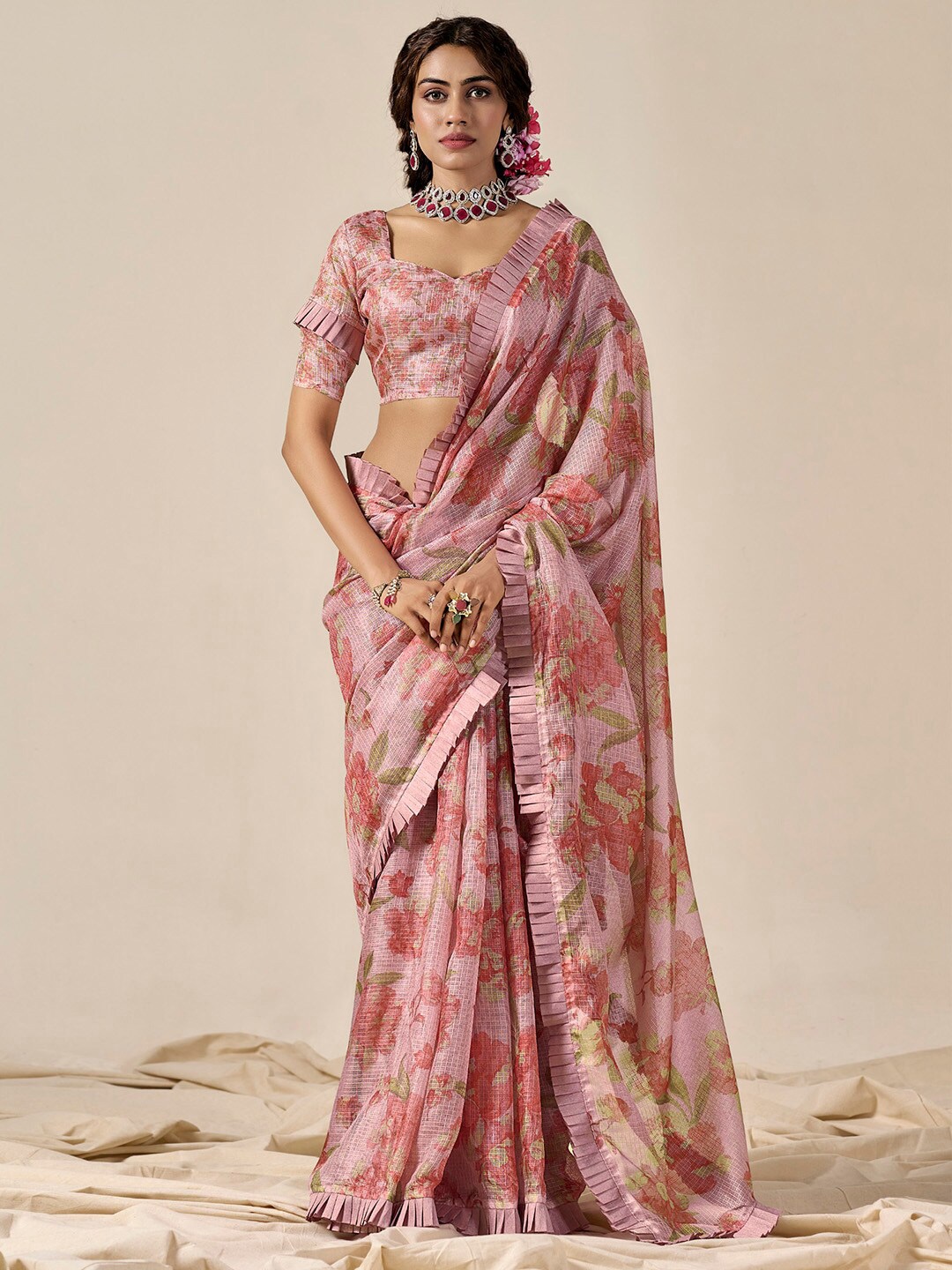 

Anouk Embellished Floral Cotton Blend Saree, Mauve