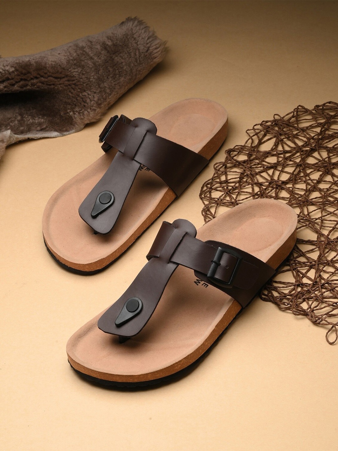 

HERE&NOW Men Comfort Sandals, Brown