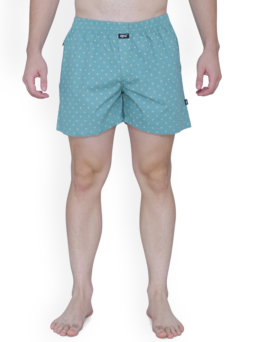

RENZ Printed Anti Roll Pure Cotton Boxers RBX3005_M, Blue