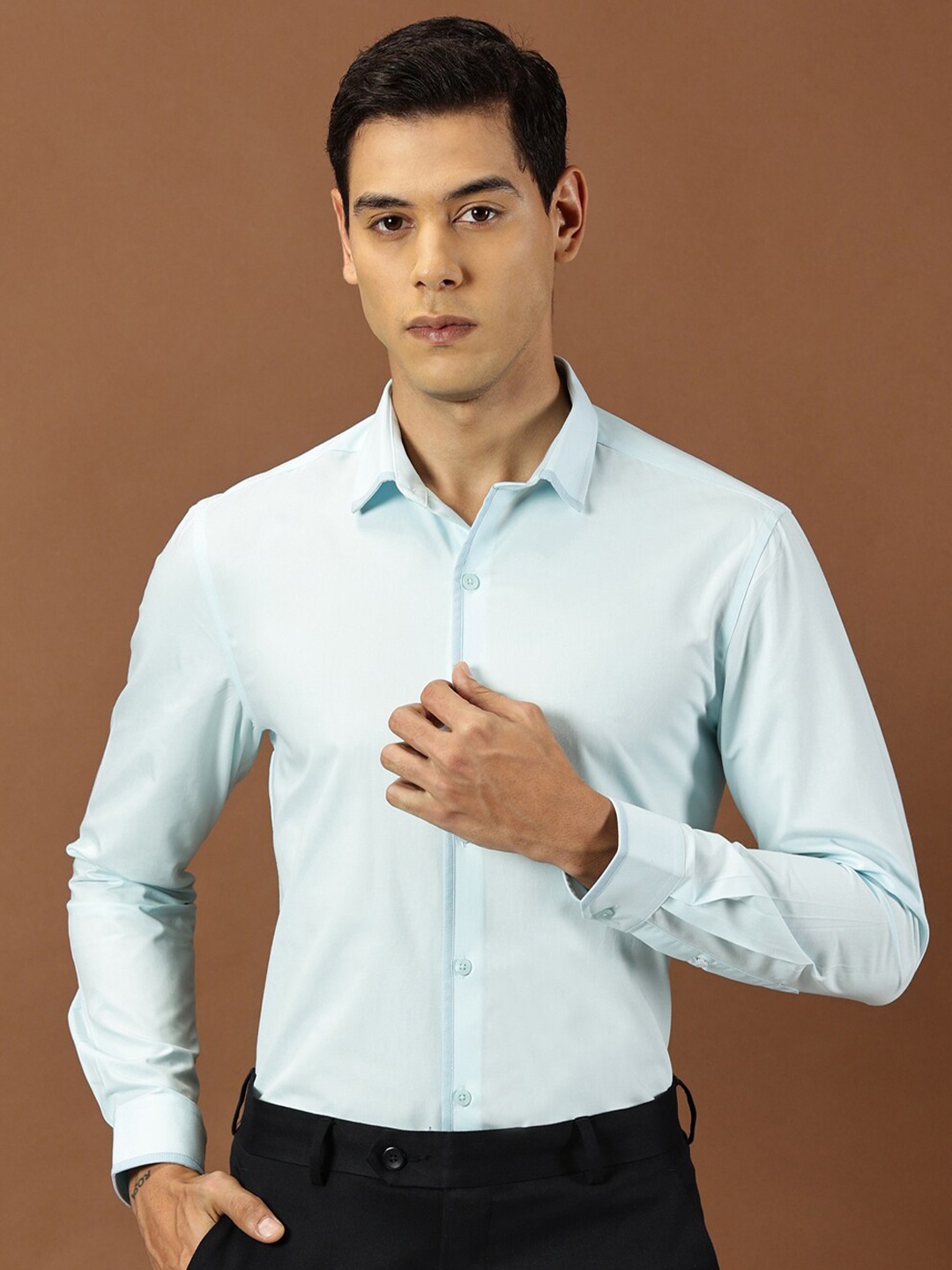 

INVICTUS Original Slim Fit Spread Collar Cotton Formal Shirt, Blue