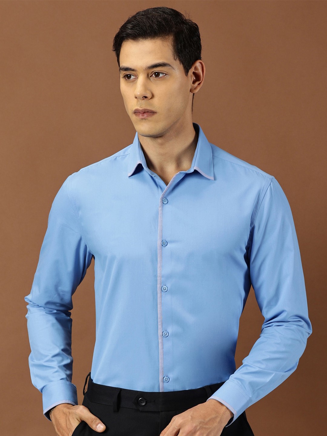 

INVICTUS Original Slim Fit Spread Collar Cotton Formal Shirt, Blue