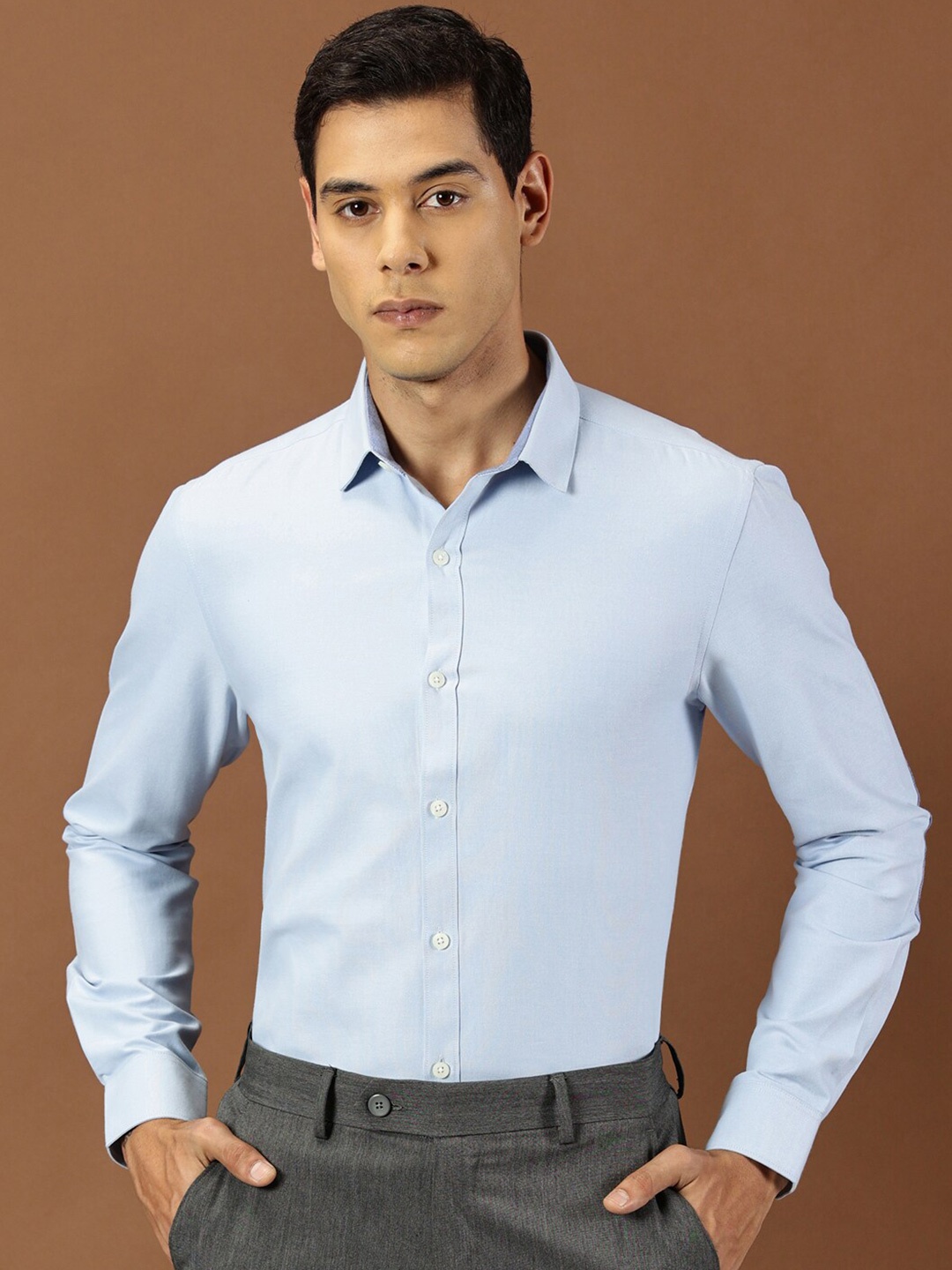 

INVICTUS Original Slim Fit Spread Collar Cotton Formal Shirt, Blue