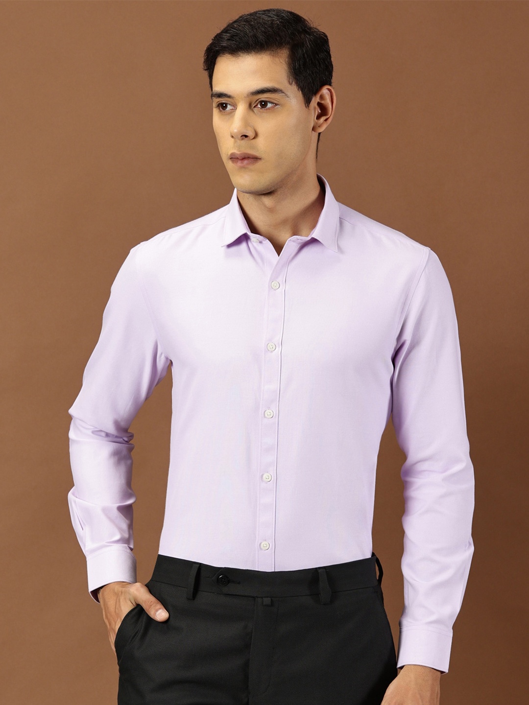 

INVICTUS Original Slim Fit Spread Collar Oxford Weave Cotton Formal Shirt, Lavender