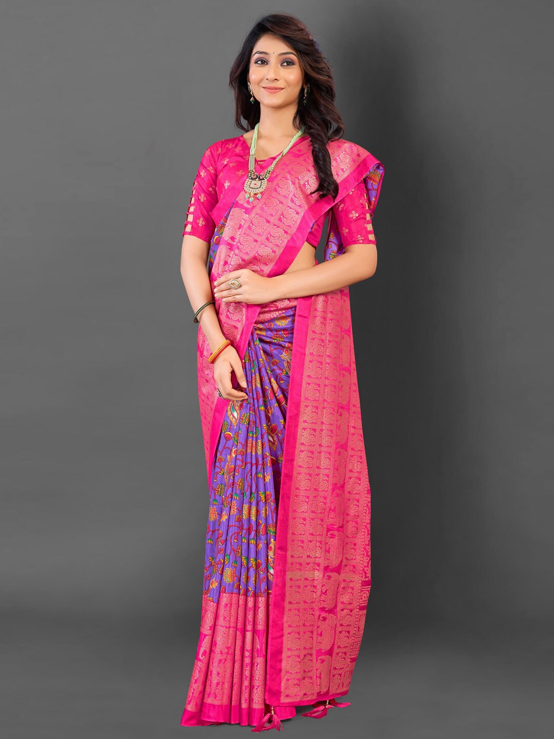 

Mitera Floral Pochampally Saree, Lavender