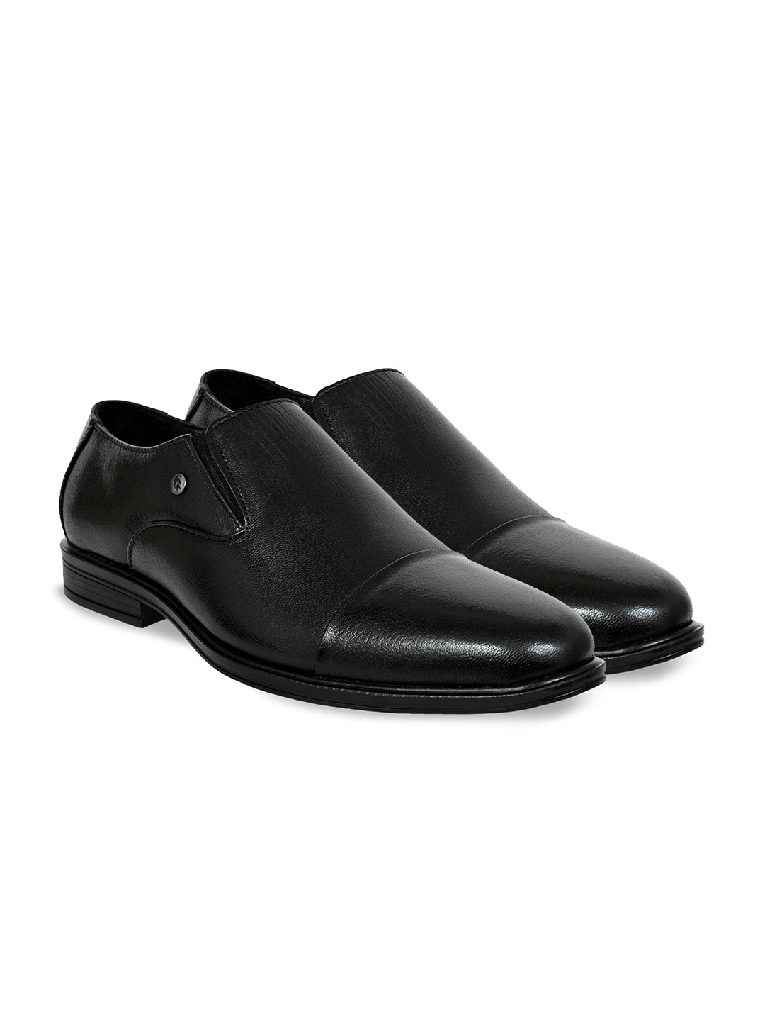 

Allen Cooper Men Textured Leather Formal Slip-On Shoes, Black