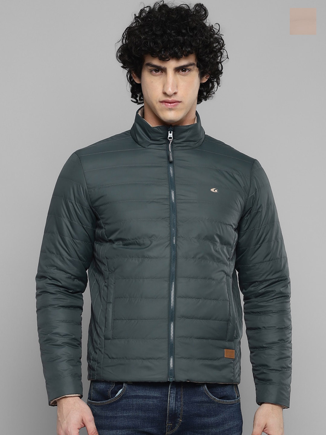 

Allen Cooper Mock Collar Reversible Padded Jacket, Green