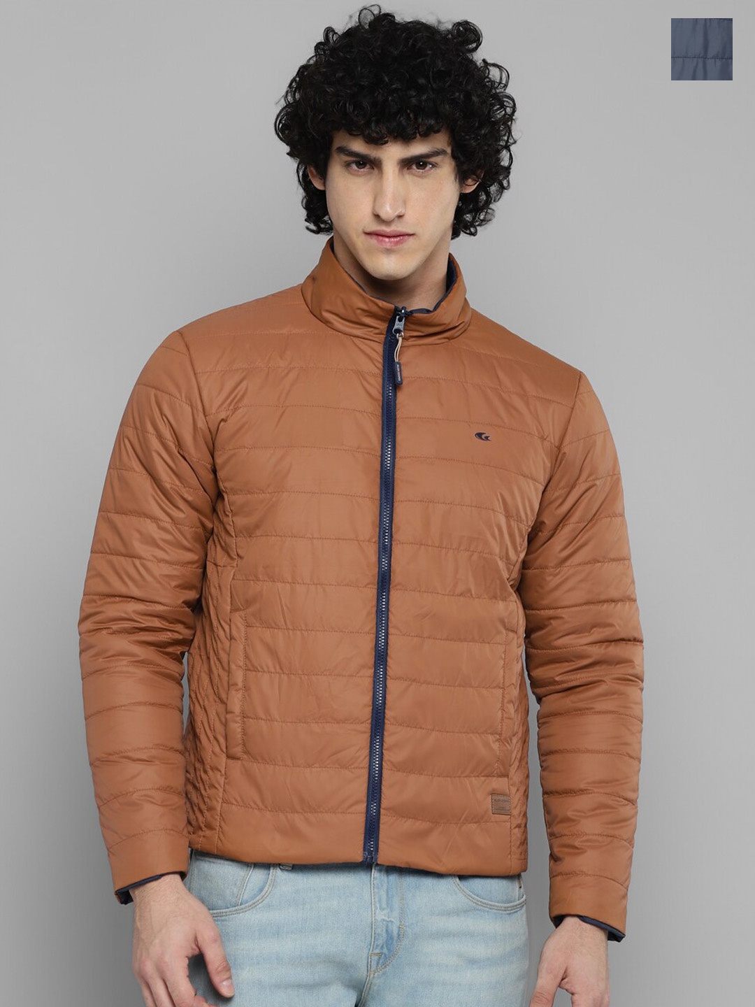 

Allen Cooper Mock Collar Reversible Bomber Jacket, Blue