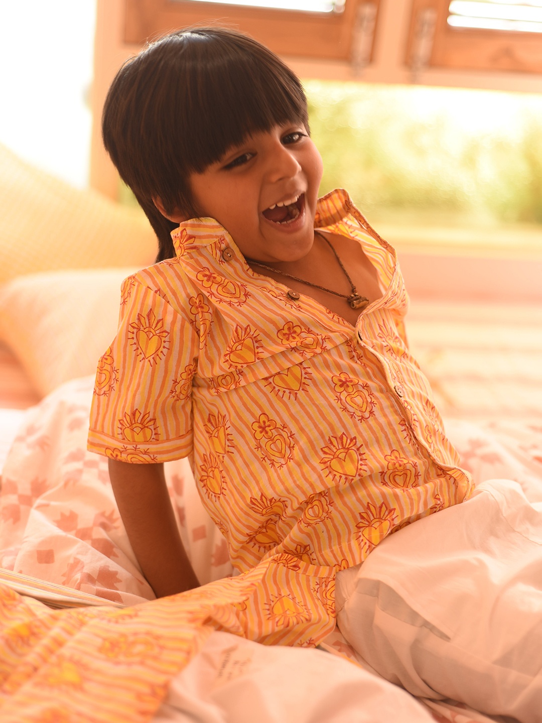 

PlumCheeks Boys Relaxed Opaque Printed Cotton Casual Shirt, Yellow