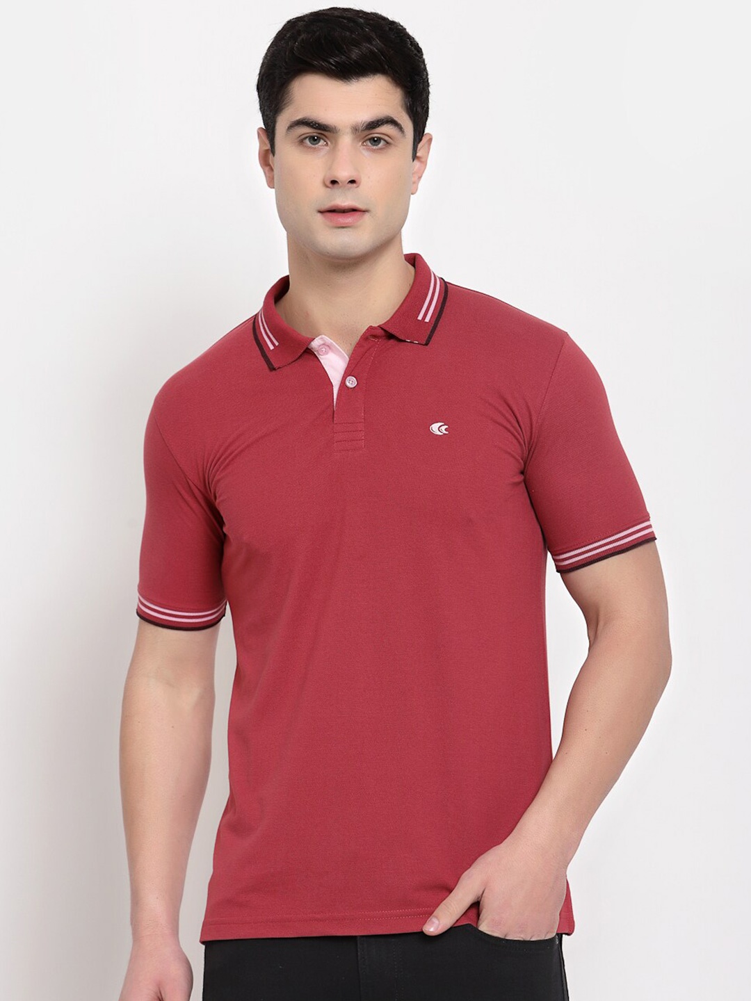 

Allen Cooper Polo Collar Short Sleeves Cotton Casual T-shirt, Maroon