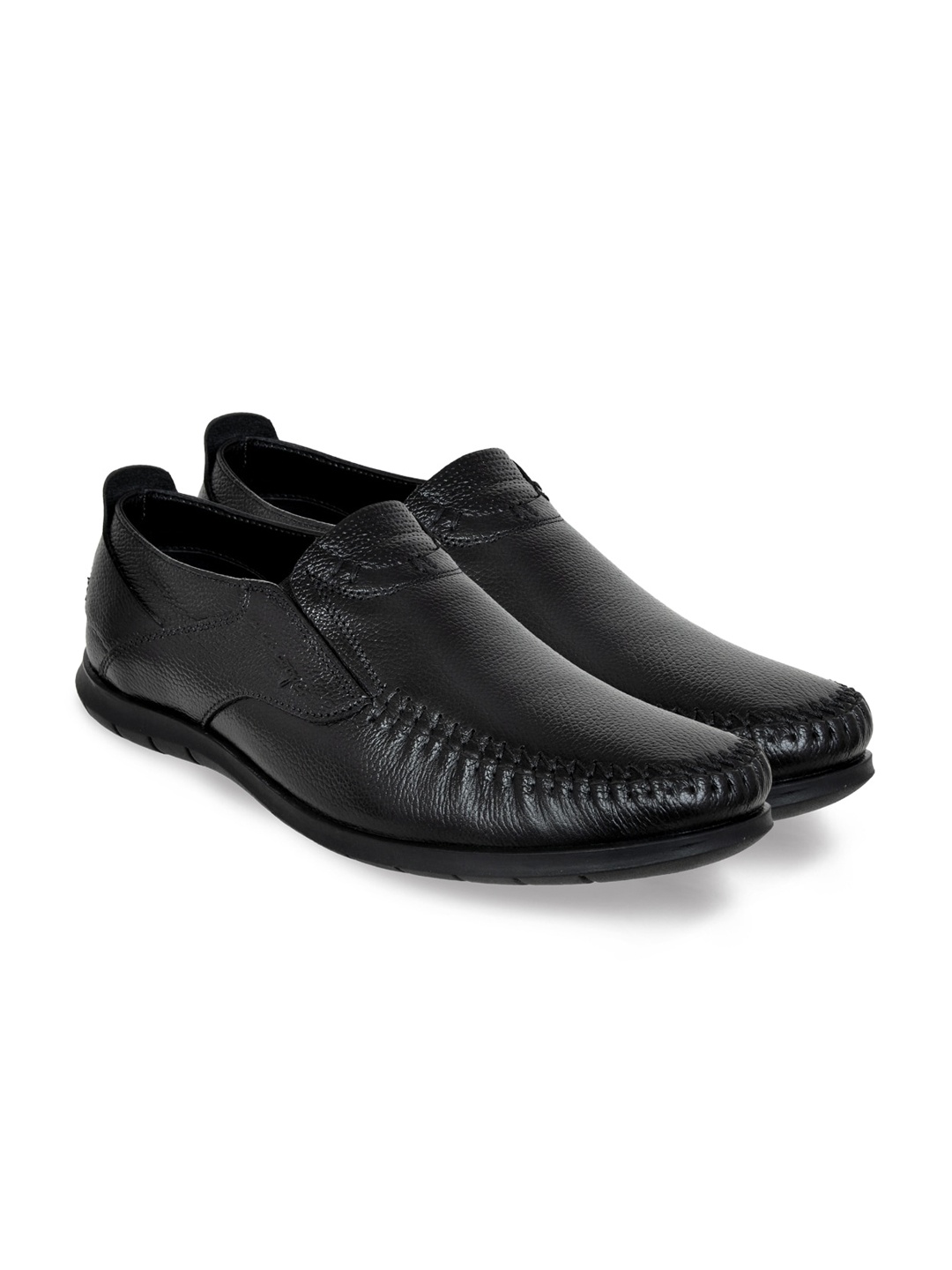 

Allen Cooper Men Textured Lightweight Leather Slip On Sneakers, Black