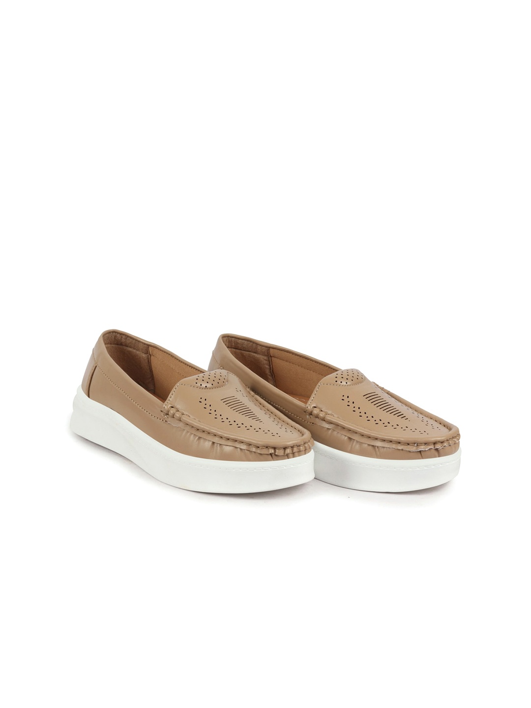 

FAUSTO Women Laser Cut Loafers, Brown