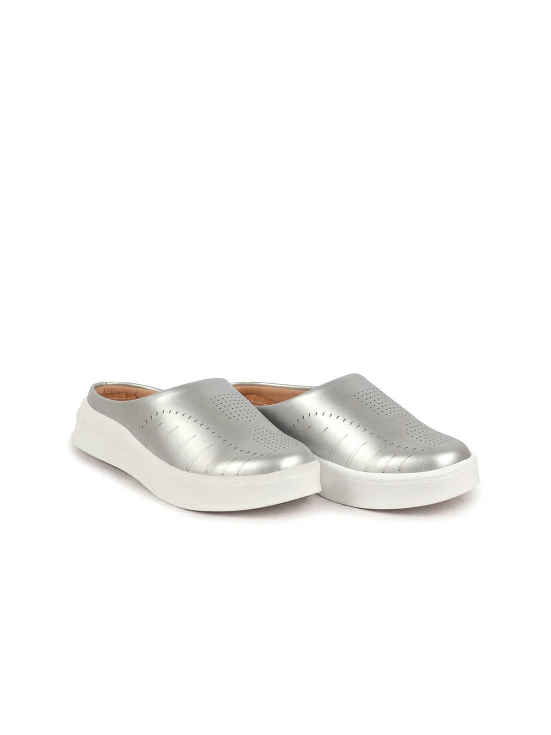 

FAUSTO Women Perforations Mules, Silver