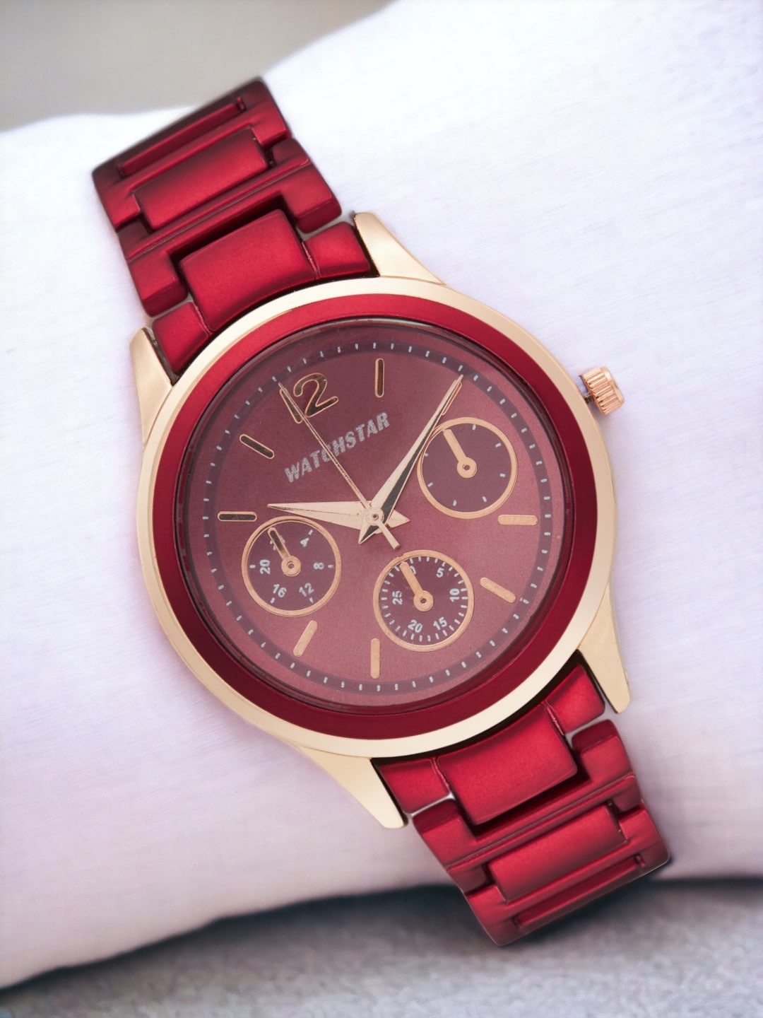 

WATCHSTAR Watch For Womens Stainless Steel Straps Analogue Watch Lovely BitDL, Maroon