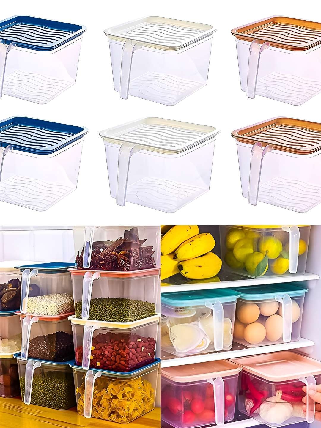 

Bulfyss Transparent 6 Pieces BPA-Free Plastic Fridge Containers 1600 ml