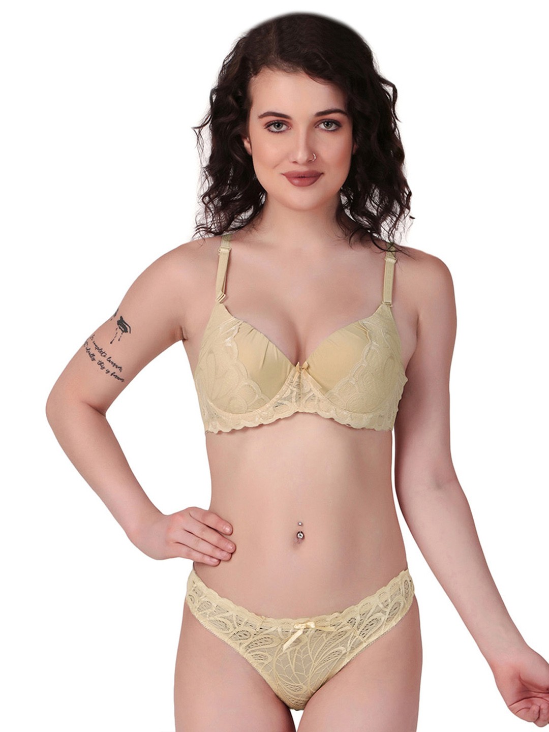 

Secret Lives Self Design Padded Lingerie Set, Cream