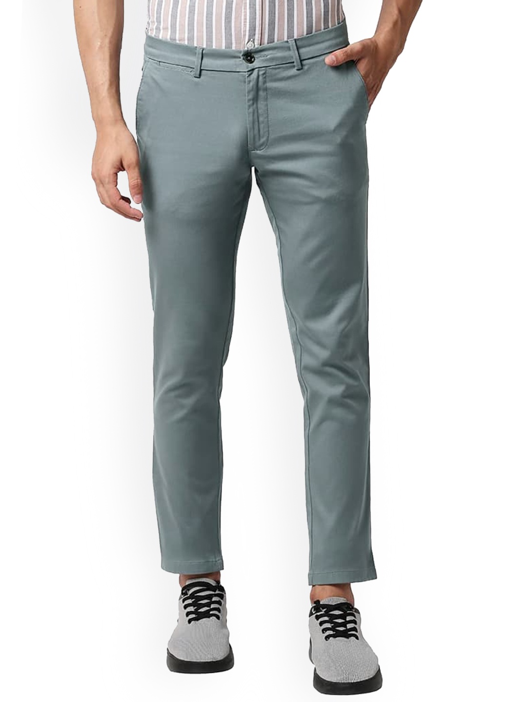 

Basics Men Tapered Fit Cotton Stretch Trousers, Green