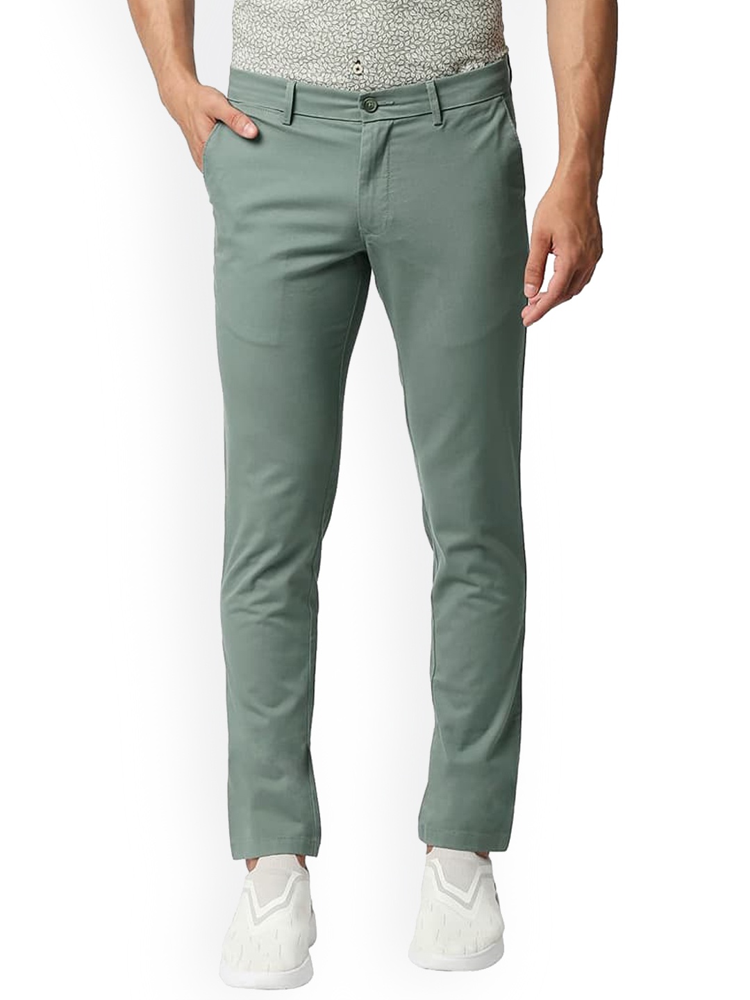 

Basics Men Slim Fit Mid-Rise Chinos Trousers, Green