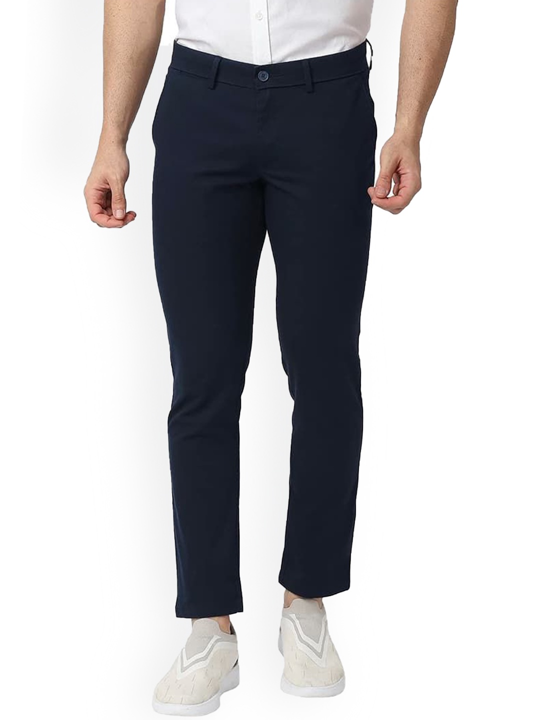 

Basics Men Mid-Rise Slim Fit Trousers, Blue