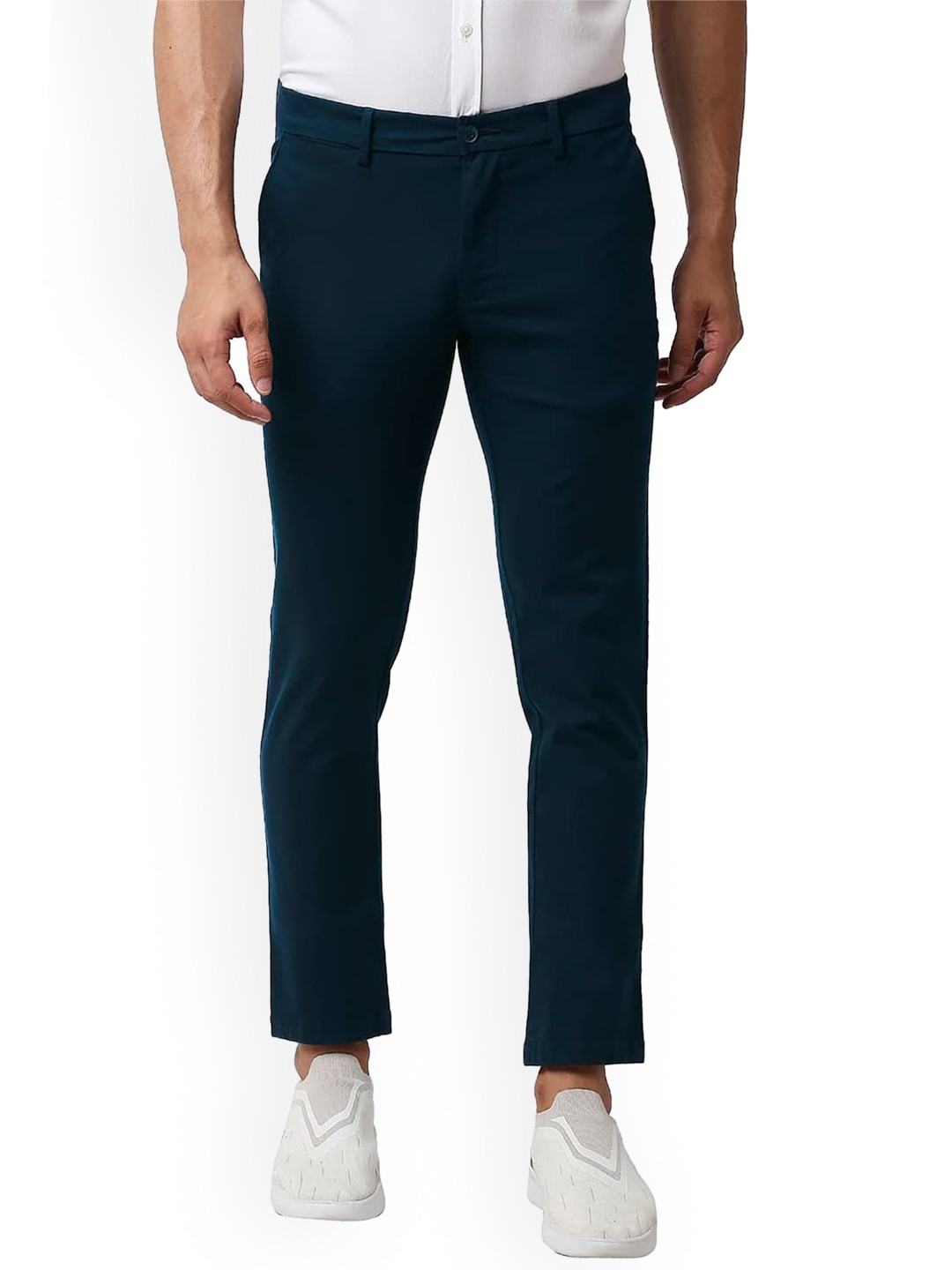 

Basics Salute Tapered Fit Mid-Rise Cotton Stretch Chinos Trousers, Blue