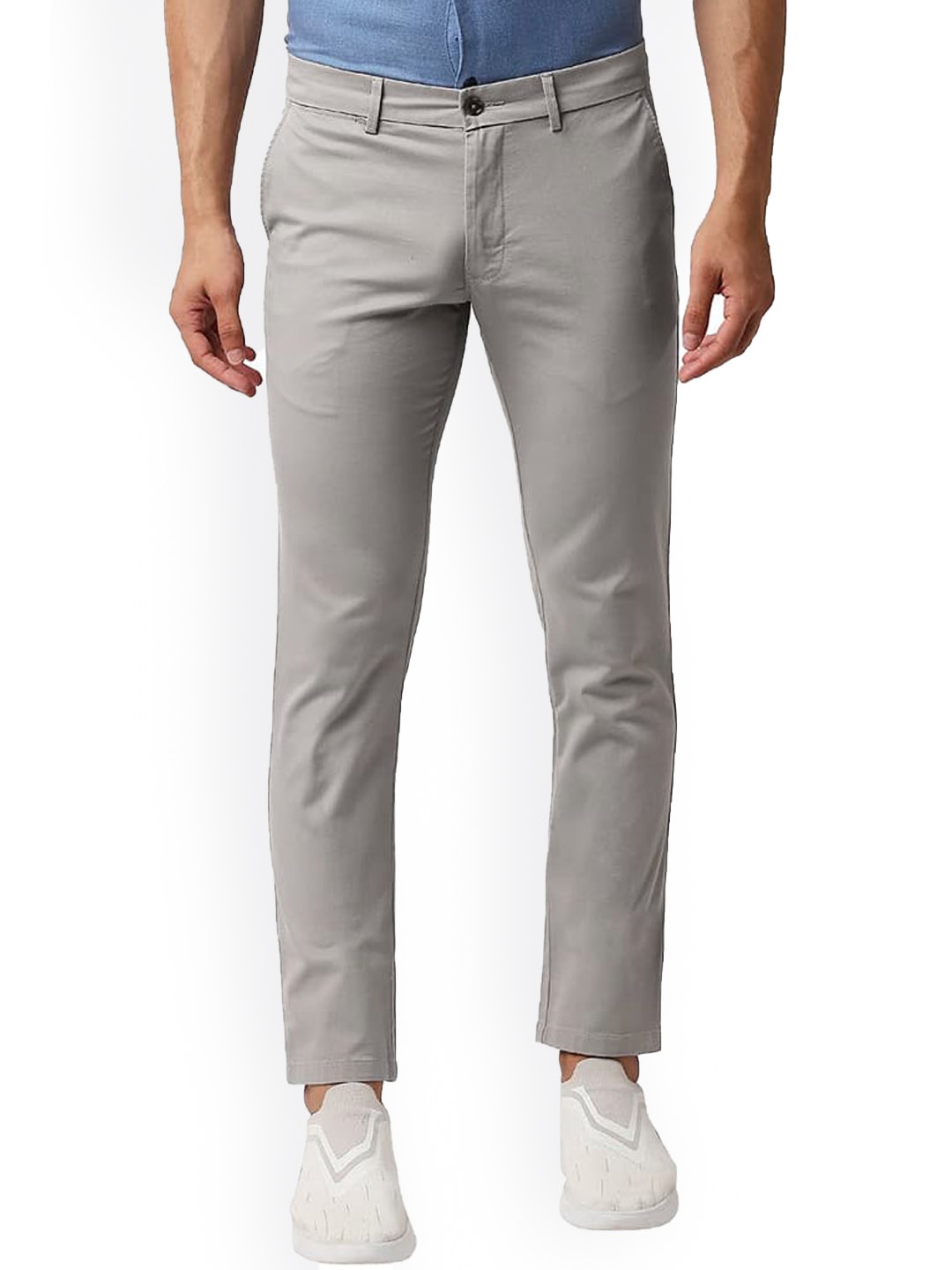 

Basics Men Mid-Rise Zip Flat-Front Cotton Slim Fit Chinos Trouser, Beige