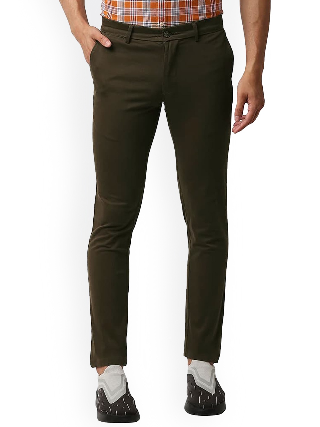 

Basics Men Slim Fit Cotton Stretched Chinos Trouser, Brown