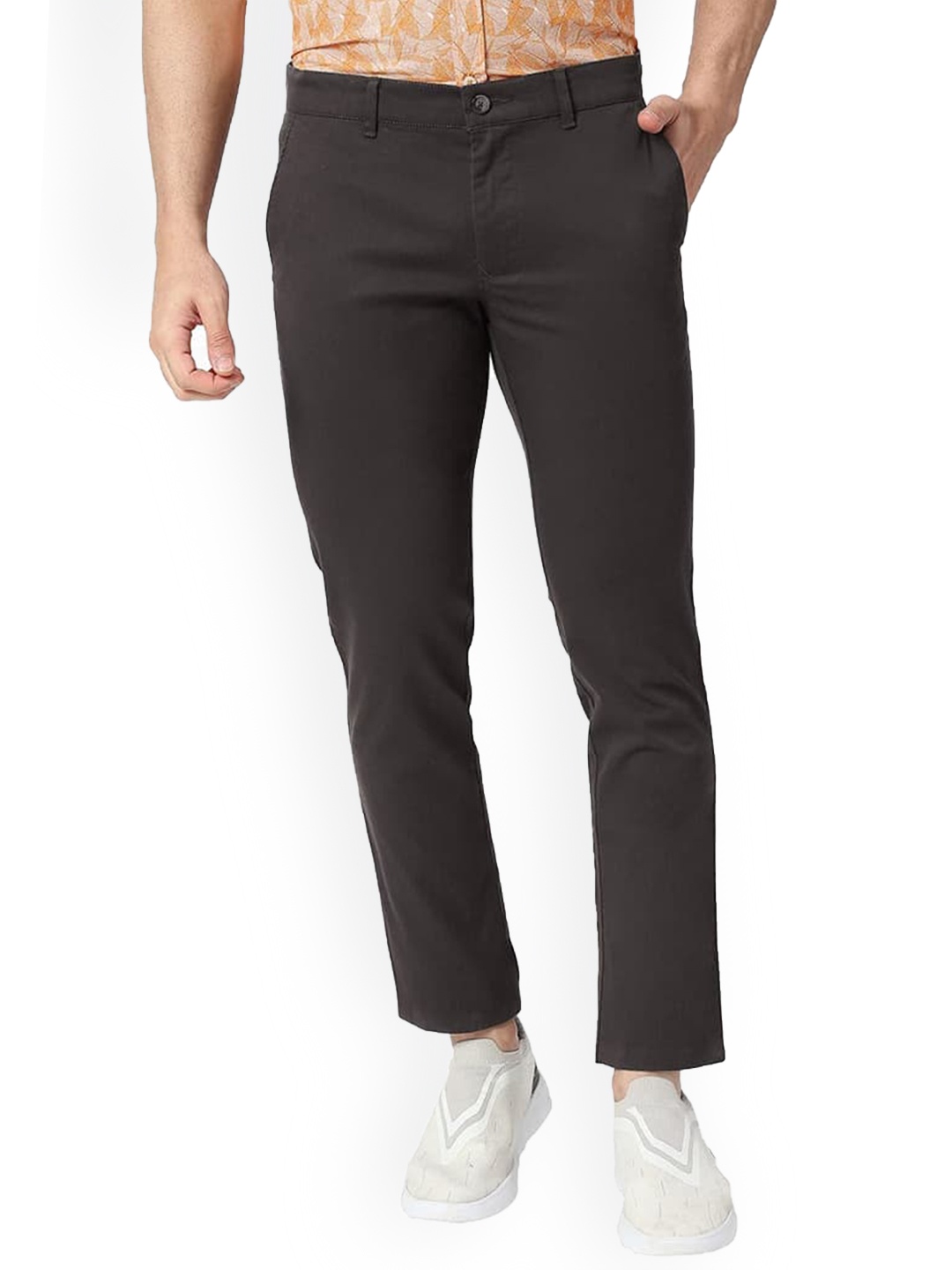 

Basics Men Slim Fit Cotton Stretched Chinos Trouser, Brown
