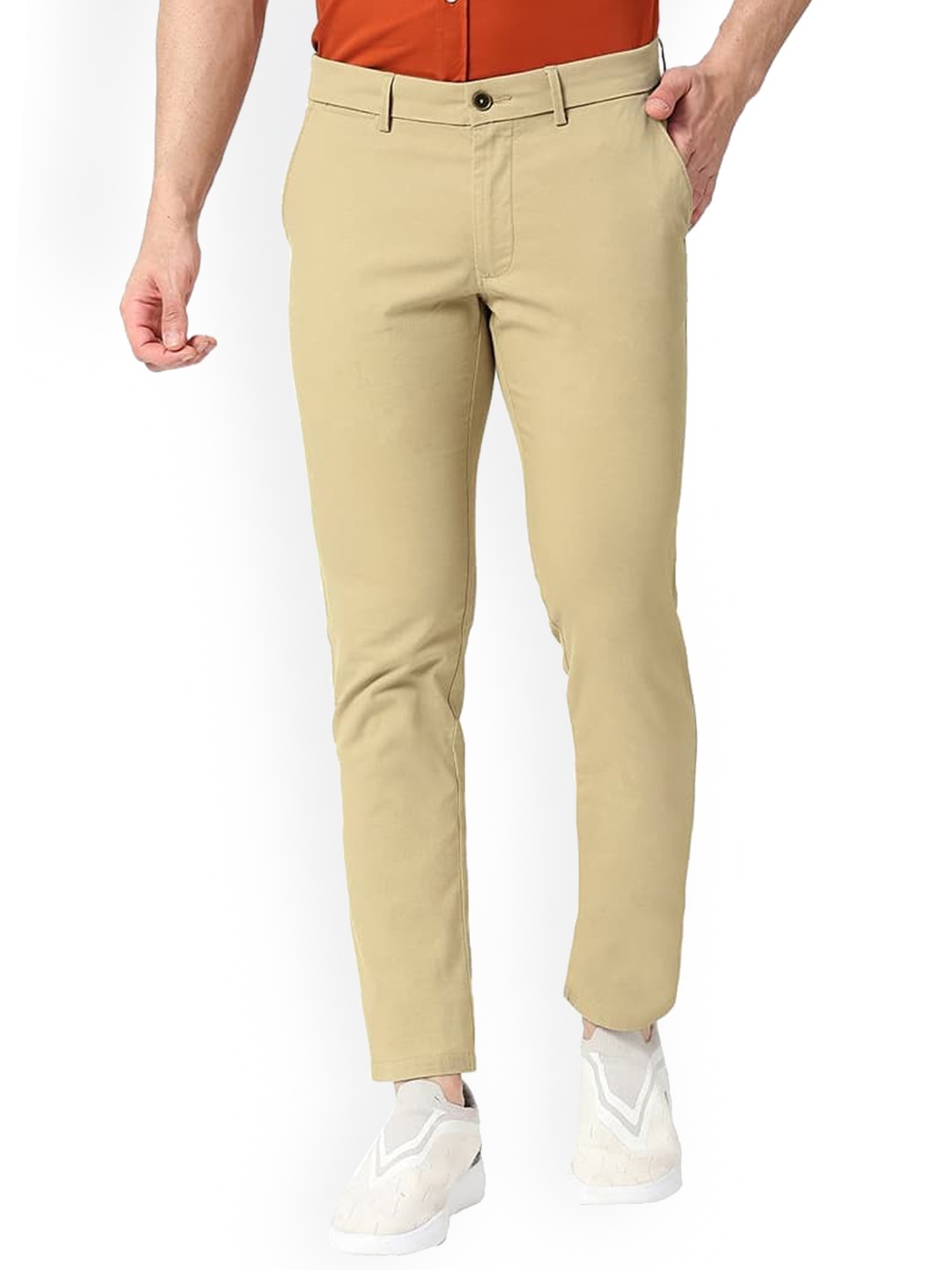 

Basics Men Slim Fit Cotton Stretched Chinos Trouser, Green