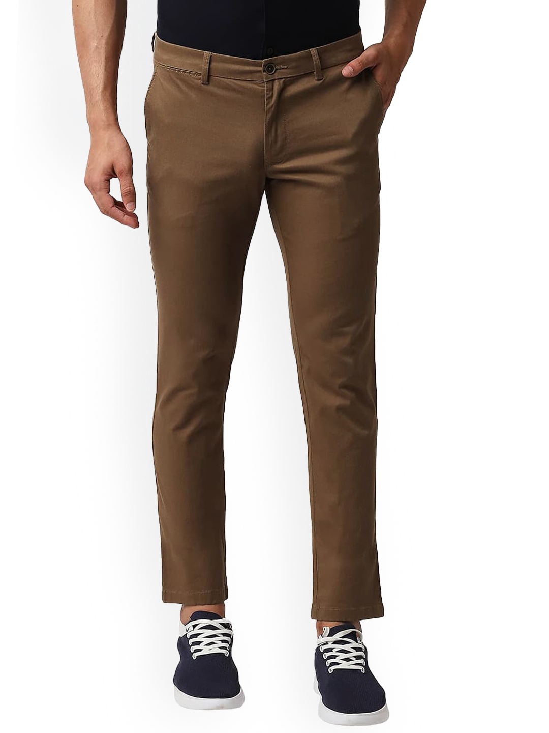 

Basics Men Tapered Fit Mid-Rise Cotton Trousers, Green